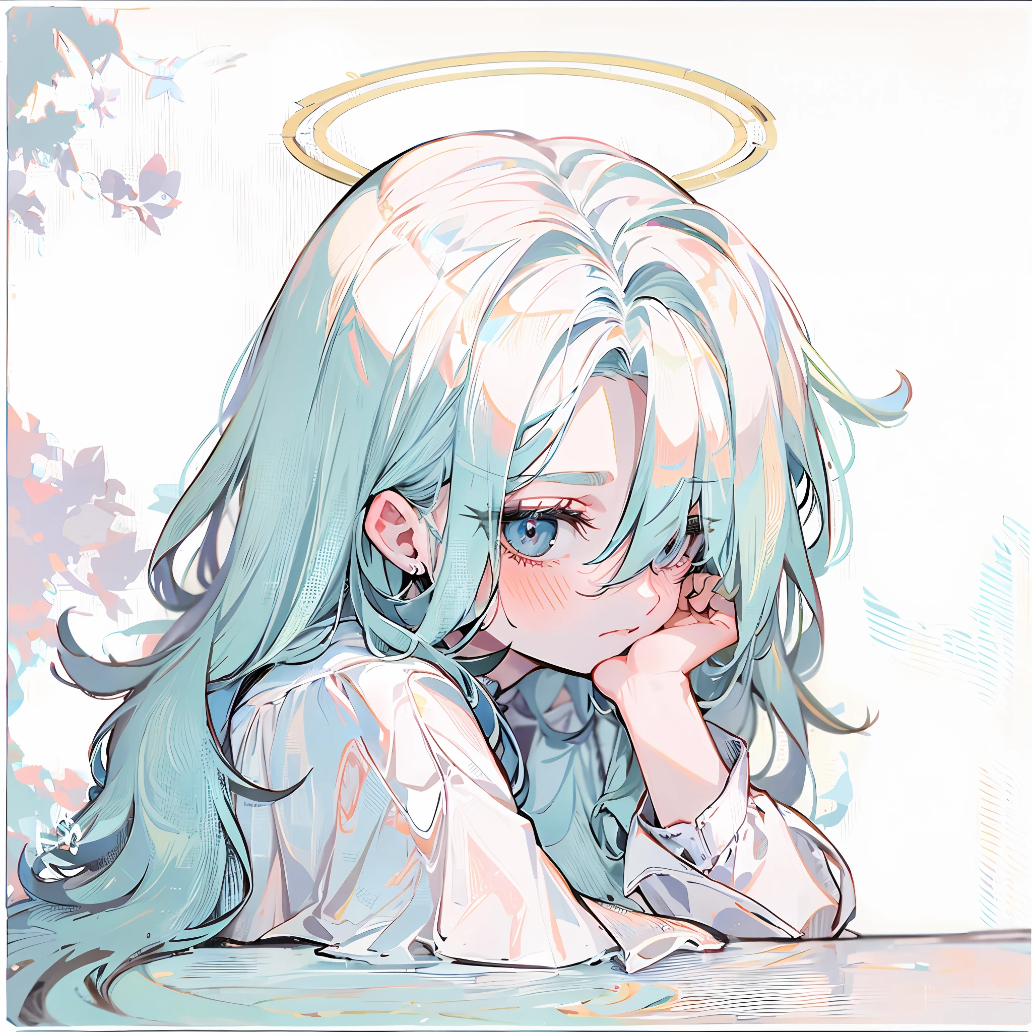Ultra-clear details，lightblue hair