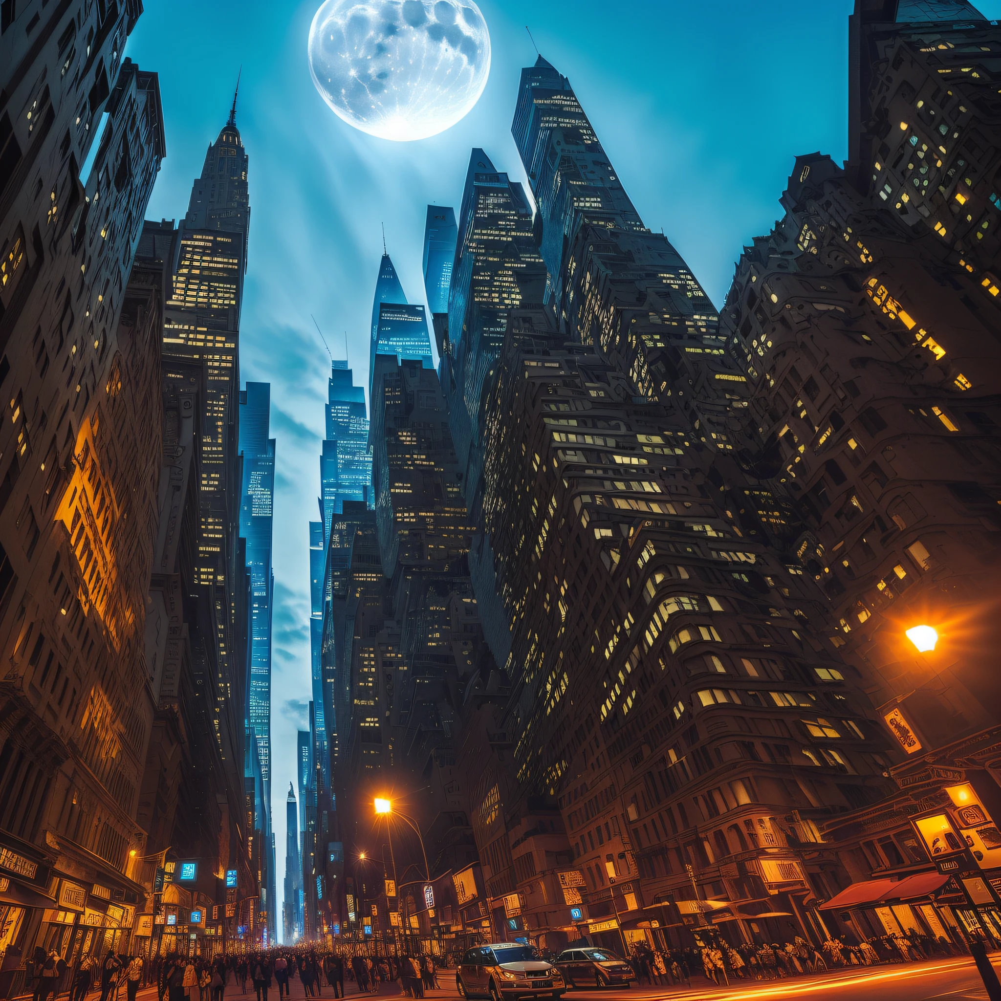 Iron Man is imposing in a lost gothic city New York. Moonlight highlights your muscles and armor. The scenery is lush and mysterious, com tecnologia futurista e arredores. --auto