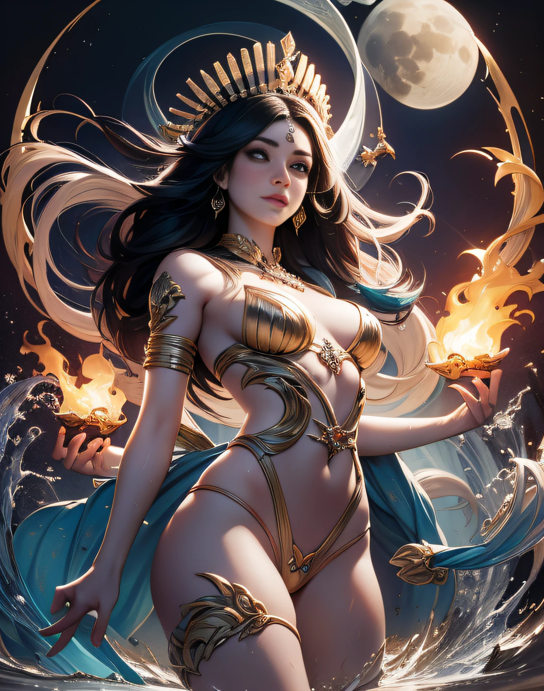 Prompts Copiar prompts cloudy night sky storm, sunset red clouds storm cloudy, rough sea, psychedelic waves, skin and clothes wet with water, drops of water, floating bubbles, magical lights,face by tom bagshaw art station,, Moon Goddess, Full Length Figure, Contemptuous Gaze, Detailed Face, (Naked: 1.4), (See-Through Lingerie: 1.3), Gold Decoration, Black Plain Background, High Contrast, Masterpiece, Best Quality, Best Quality, Cinematic Lighting, Photorealistic,Goddess maiden, gorgeous, splashing, flame, flowing pen and ink,view of pubic hair,Goddess maiden, gorgeous, splashing, flame, flowing pen and ink,full female body, beautiful caucasian girl close-up, body in dynamic movement, oil, digital art, splash, full body,art by Sakimichan,oriental mandala tattoo, fractal background, silver and gold and bronze spirit, natural skin moistened with water, slight smile, view from below, perfect golden eyes, long curly black hair, floating antique clock, lamp ancient, splash,seductive pose, visible pubic hair, breasts visible,full body, black hair, Transparent clothing, slight smile,Jean-Baptiste Monge style, bright, beautiful , splash, Glittering , cute and adorable, filigree, , rim lighting, lights, extremely , magic, surreal, fantasy, digital art, , wlop, artgerm and james jean,floating antique clock, lamp ancient, splash,floating antique clock,face by tom bagshaw art station, view from below,