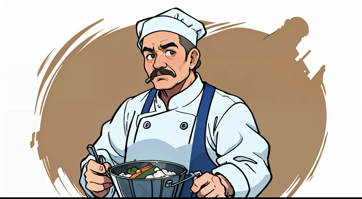 masutepiece、high-level image quality、Wide Angle、detaileds、Telephoto Angle、
symple background、Simple background
Middle-aged male chef、Deformed、50 years old、Systemic
Hold the bucket、」bucket、full body Esbian