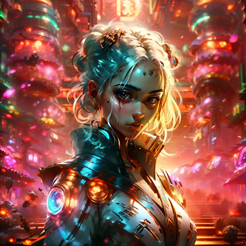 tmasterpiece， best qualtiy， Half-mech，White hair，teens girl，Don Dao