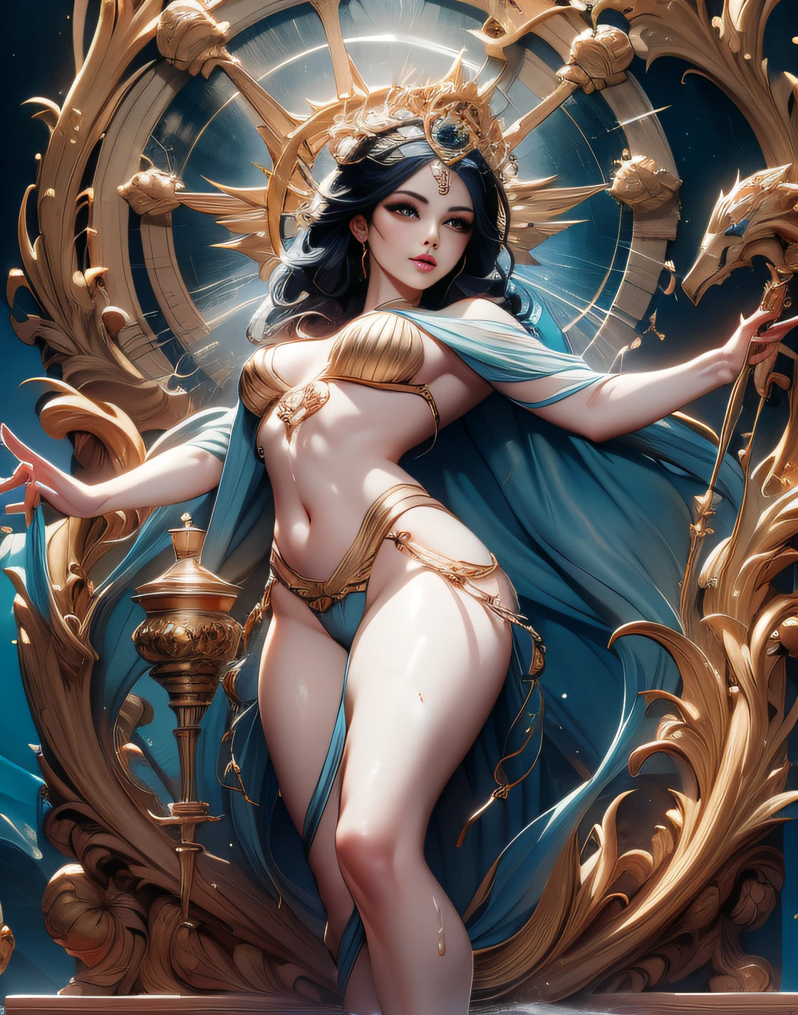 Prompts Copiar prompts cloudy night sky storm, sunset red clouds storm cloudy, rough sea, psychedelic waves, skin and clothes wet with water, drops of water, floating bubbles, magical lights,face by tom bagshaw art station,, Moon Goddess, Full Length Figure, Contemptuous Gaze, Detailed Face, (Naked: 1.4), (See-Through Lingerie: 1.3), Gold Decoration, Black Plain Background, High Contrast, Masterpiece, Best Quality, Best Quality, Cinematic Lighting, Photorealistic,Goddess maiden, gorgeous, splashing, flame, flowing pen and ink,view of pubic hair,Goddess maiden, gorgeous, splashing, flame, flowing pen and ink,full female body, beautiful caucasian girl close-up, body in dynamic movement, oil, digital art, splash, full body,art by Sakimichan,oriental mandala tattoo, fractal background, silver and gold and bronze spirit, natural skin moistened with water, slight smile, view from below, perfect golden eyes, long curly black hair, floating antique clock, lamp ancient, splash,seductive pose, visible pubic hair, breasts visible,full body, black hair, Transparent clothing, slight smile,Jean-Baptiste Monge style, bright, beautiful , splash, Glittering , cute and adorable, filigree, , rim lighting, lights, extremely , magic, surreal, fantasy, digital art, , wlop, artgerm and james jean,floating antique clock, lamp ancient, splash,floating antique clock,face by tom bagshaw art station, view from below,