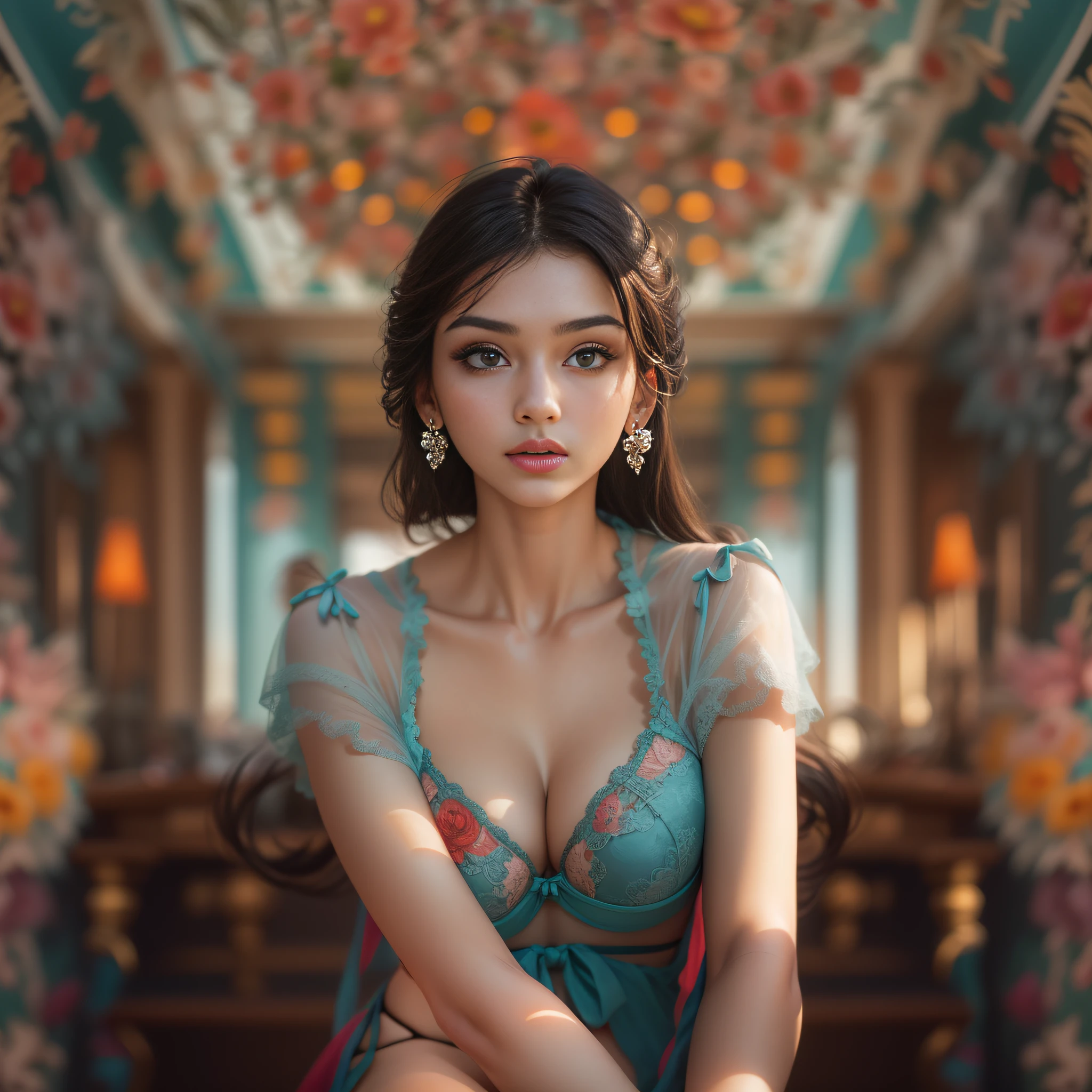 bikini, (Masterpiece, Top Quality, Best Quality, Beauty and Aesthetics: 1.2), (1girl: 1.3), Very Detailed, (Fractal Art: 1.1), (Color: 1.1) (Flowers: 1.3), Most Detailed, (Zentangle: 1.2), (Dynamic Pose), (Shiny Skin), (many colors:1.4), ,(earrings:1.4), 16k, award-winning photos, extremely detailed, amazing, fine details, ridiculous, sexy theme, high detail, extremely detailed eyes and face, glare eyes, good hips and long legs, beautiful face, perfect face shape, perfect body, (((high and long legs))), (((large breasts))), Perfect for wearing tight, simple clothes, high heels, photography 4 Kodak Portra 400 camera F1. 6 colorful lenses, ultra-realistic textures, dramatic lighting IrrealEngine ArtStation Cinestill 800 Tungsten Lamp on the trend, (((full body))), there is a woman sitting in a chair in the room, Masterpiece: 1.2, Best Quality, Ultra High Resolution, Realistic, Ultra-Realistic Detail, Clear Focus, (Real Pictures, Fine Production, Depth of Field), Solo, Beautiful Girl, Masterpiece: 1.2, best quality, masterpiece, ultra-high resolution, realism, ultra-realistic detail, clear focus, (real picture, meticulously crafted, depth of field), solo, beautiful girl, masterpiece:1.2, best quality), (close-up, real picture, meticulously crafted, depth of field), solo, sparkling eyes, perfect eyes, 20 years old, sexy theme, (((sexy lingerie))),high detail, perfect face shape, perfect body, (((tall long legs))), big breasts, full body