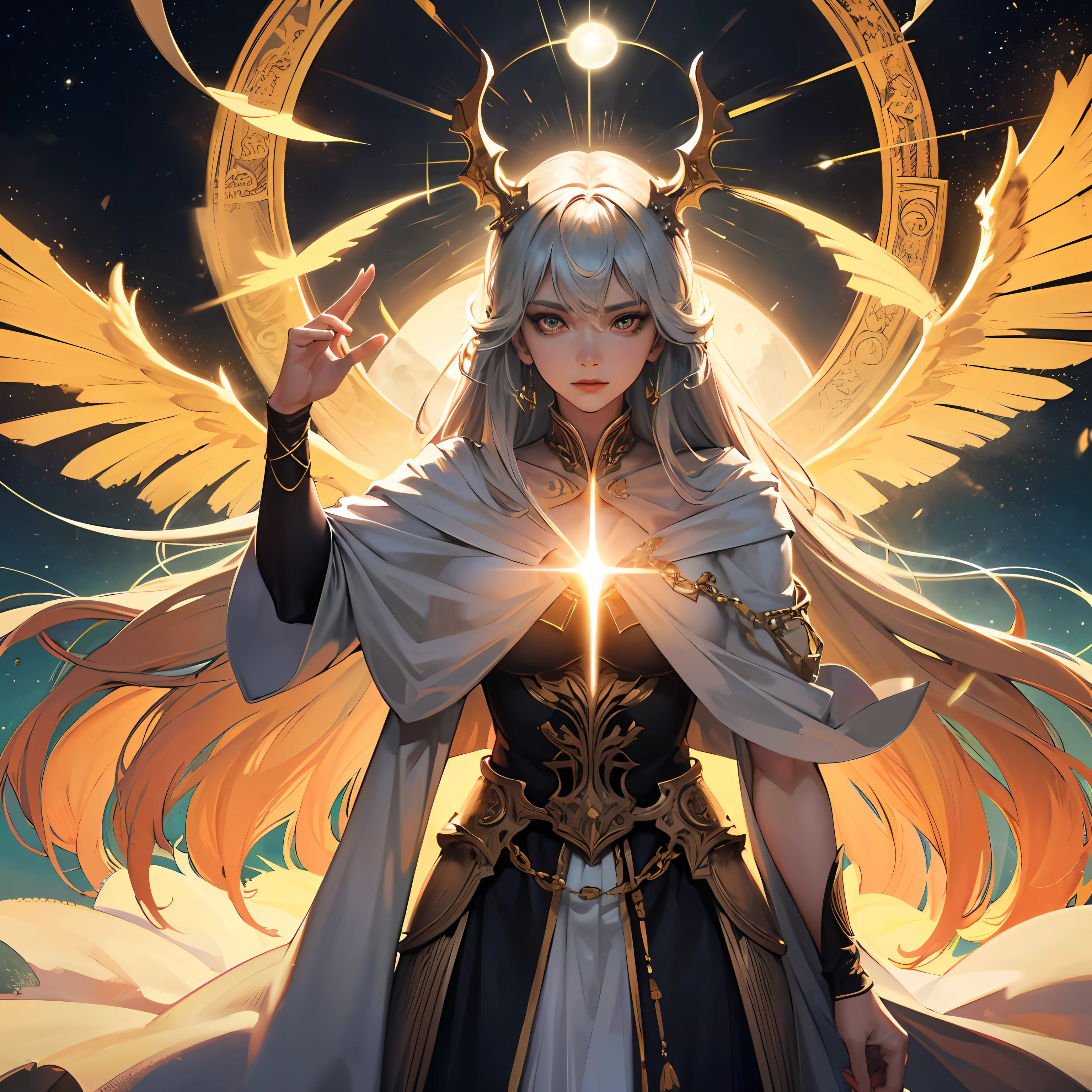 Um cowboy misterioso nas sombras da cidade , super high resolution, best quality, photo, 16k, (photorealistic: 1.2), cinematic lighting, An old man in the shape of a mythical god. Depict the god holding the sun and moon, enveloped by a radiant aura. Seat them on a magnificent throne within a cosmic backdrop, in bright white cloaks floating on the crystal throne, floating on crystal clouds, surrounded by the splendors of the universe. Pay meticulous attention to stunning details and achieve a resolution of 64K for an immersive and realistic visual experience. Let your work capture the essence of myth and wonder, leaving viewers in awe of its beauty and power. --auto
