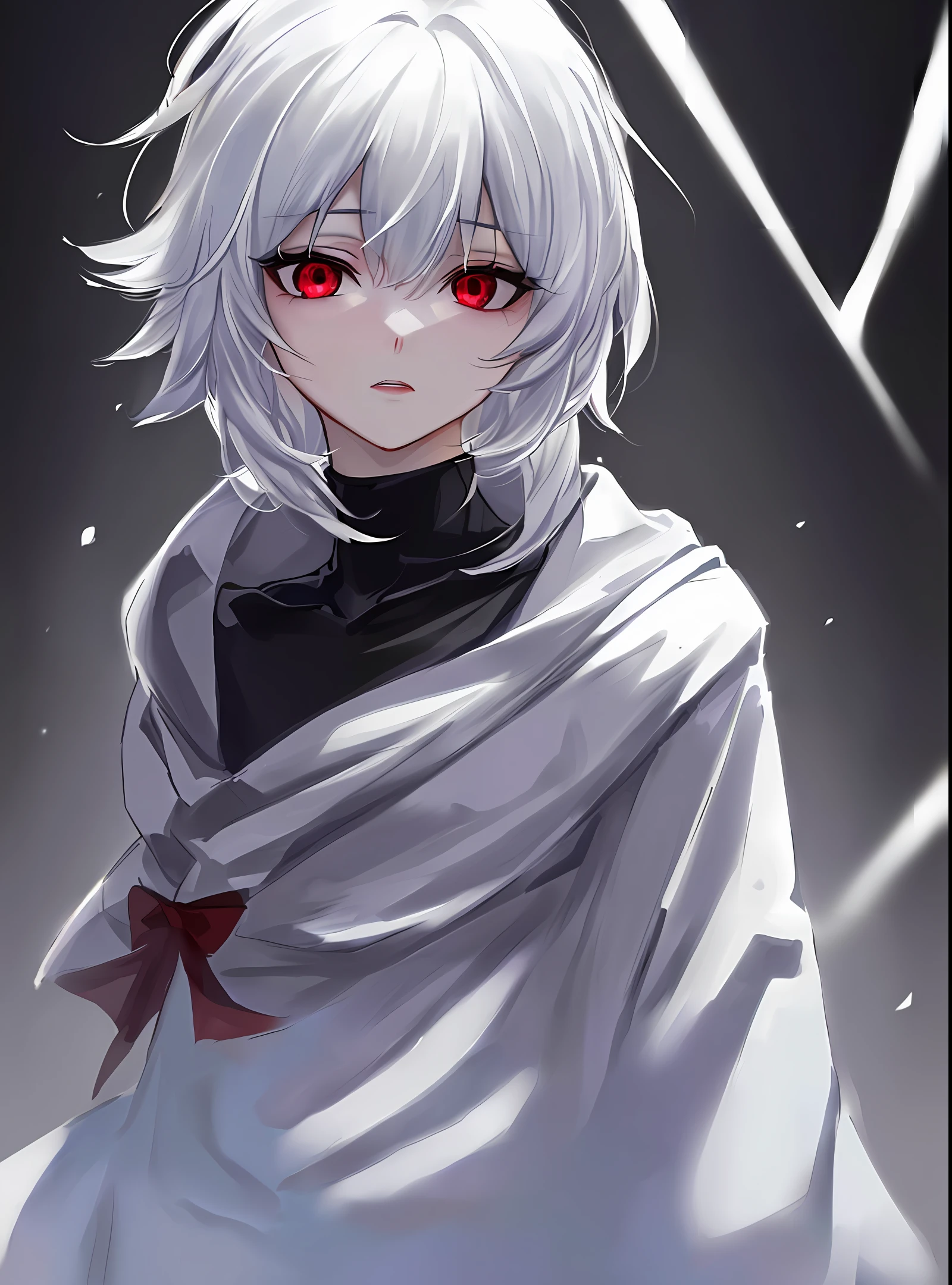 The white-haired heroine has red eyes and black clothes Kaneki Ken