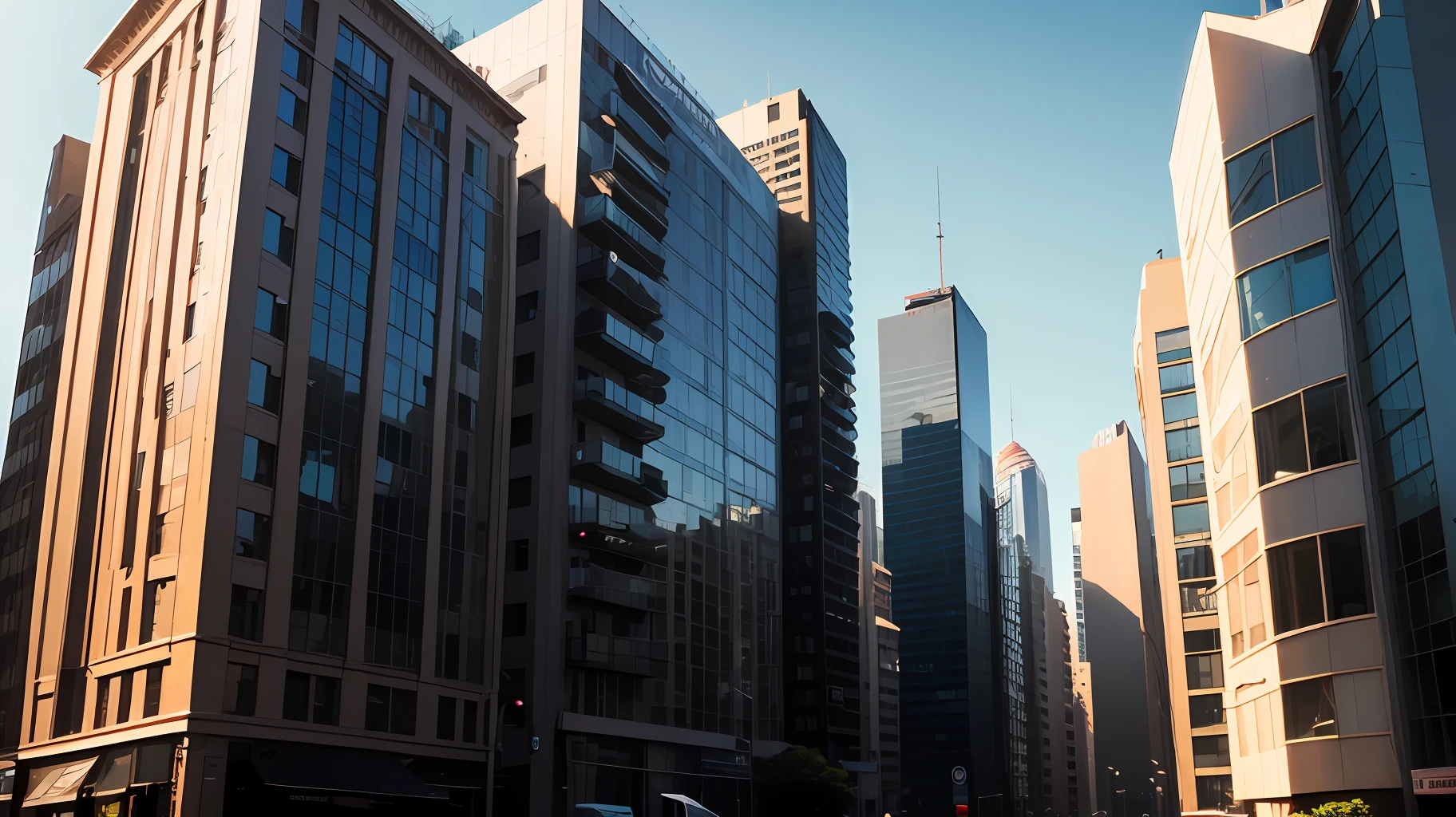 Imagine uma cidade futurista, add subliminally to the buildings the suggestion of two women kissing, --auto