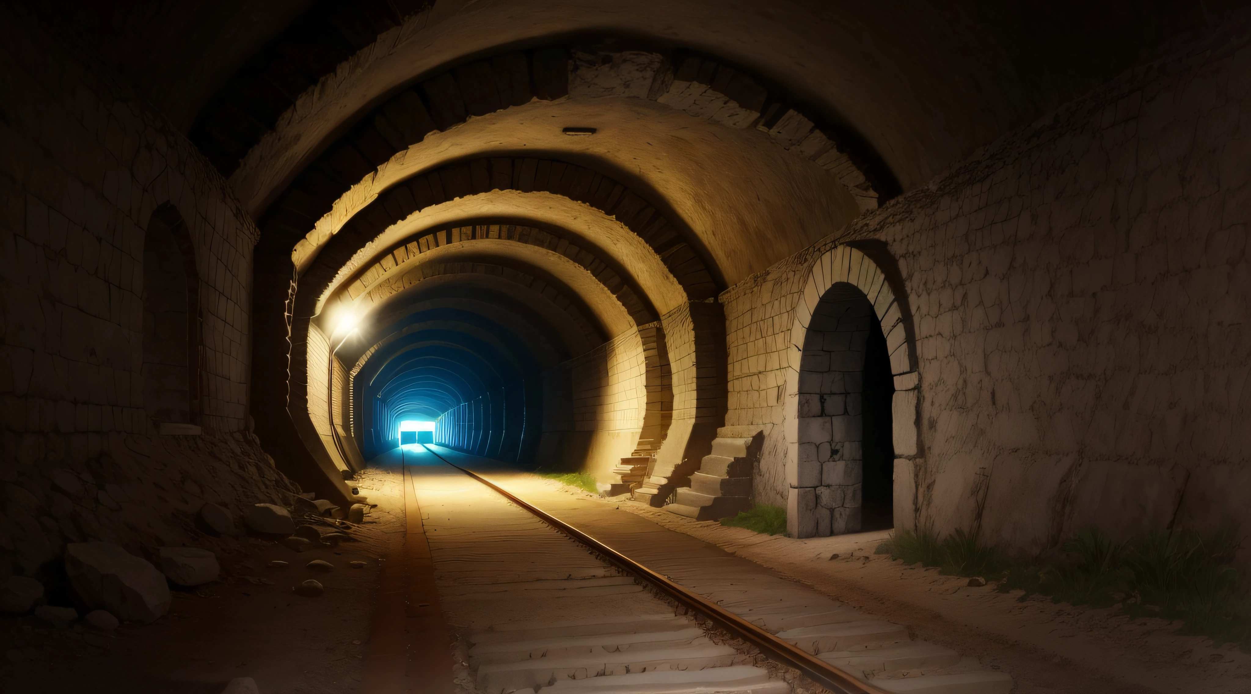 underground tunnel, very dark, dark, High details, high detail, master-piece, best quality, high quality, Israel, better hands, traditional israel clothes, antique, CG, HDR, no lights, tunnel, deep