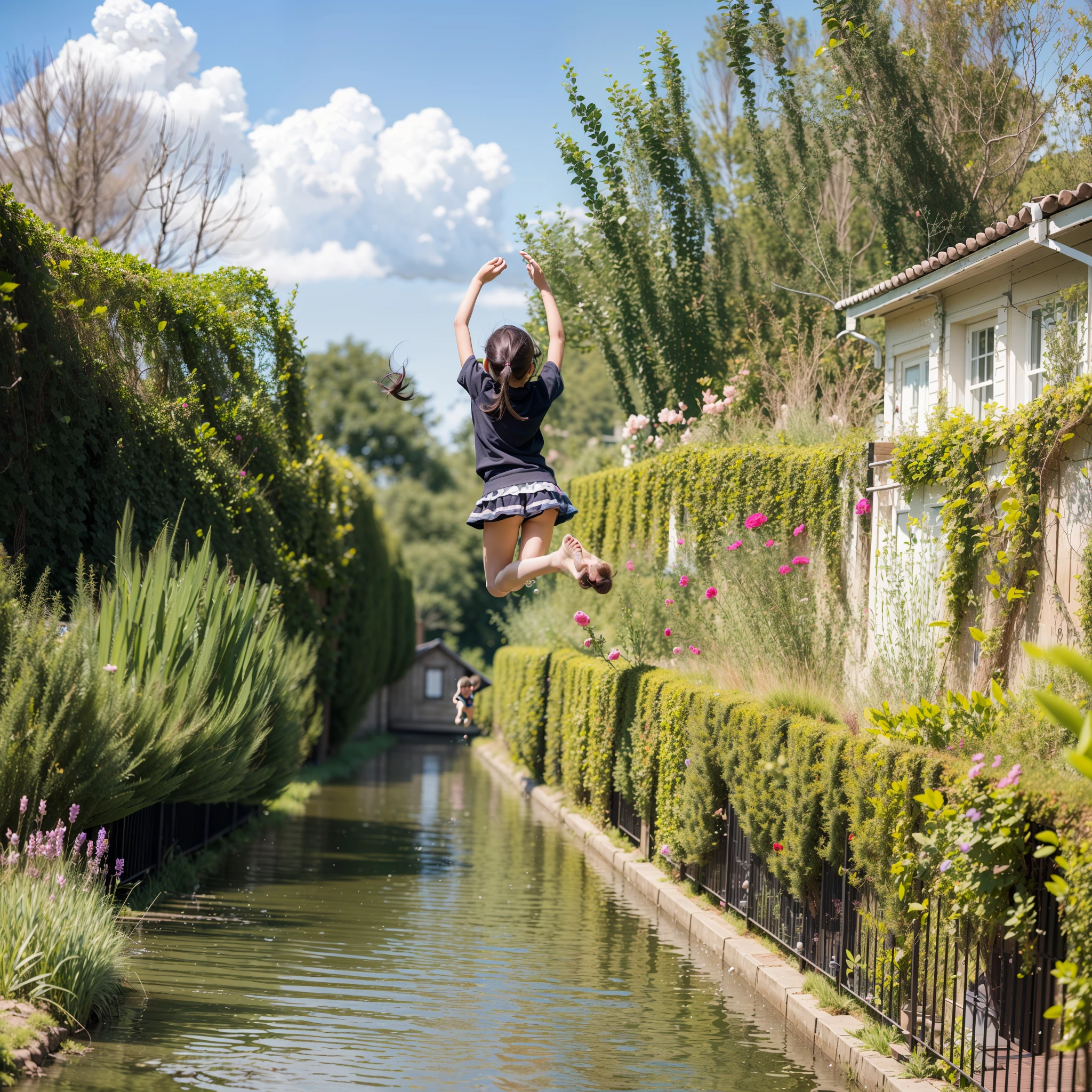 girl diving on a high platform