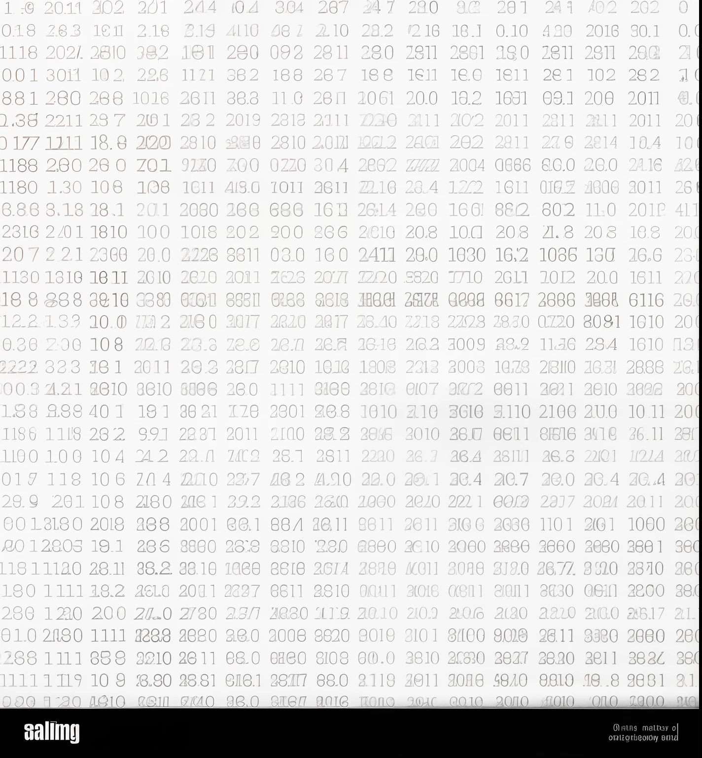 numbers on white background
