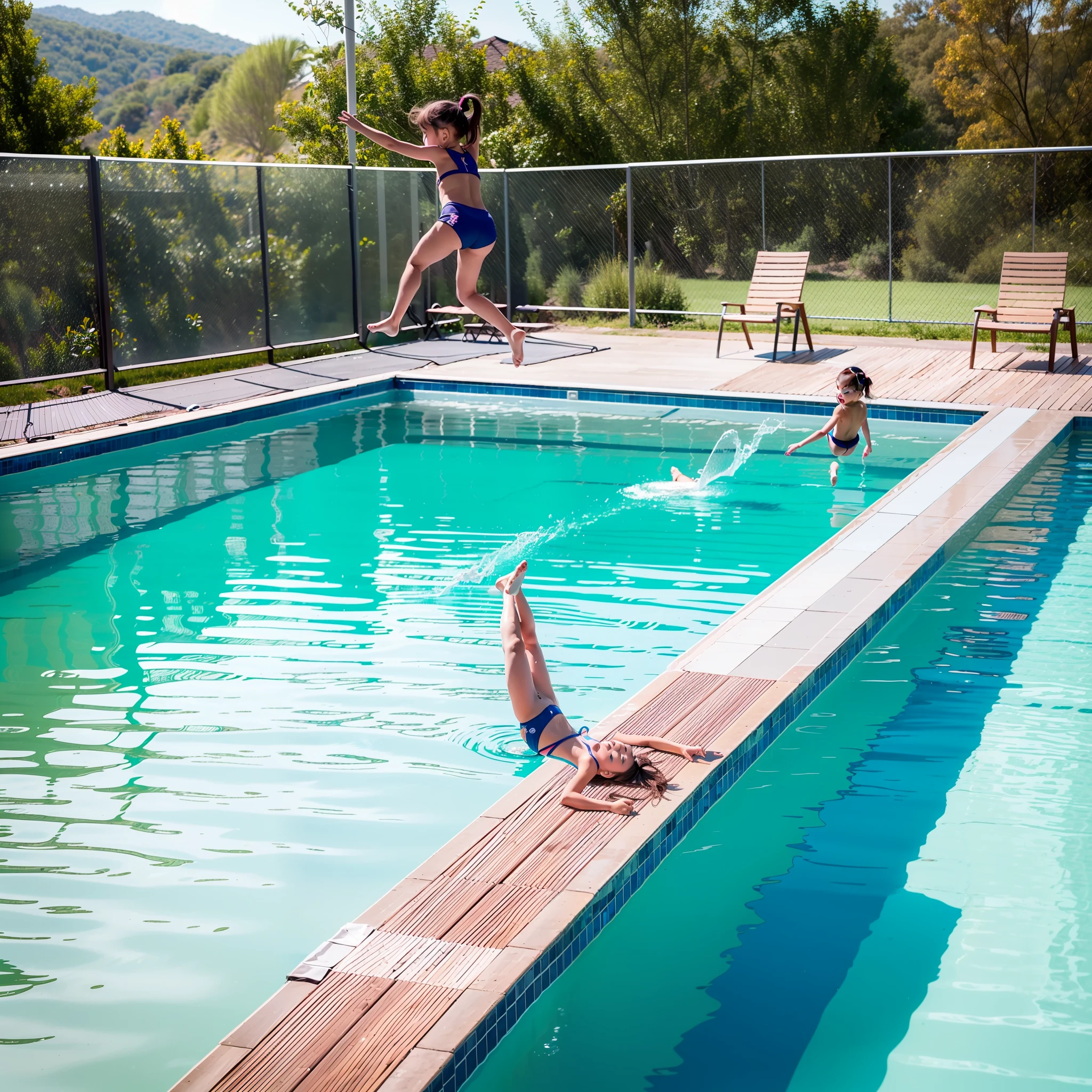diving on the high platform of the pool