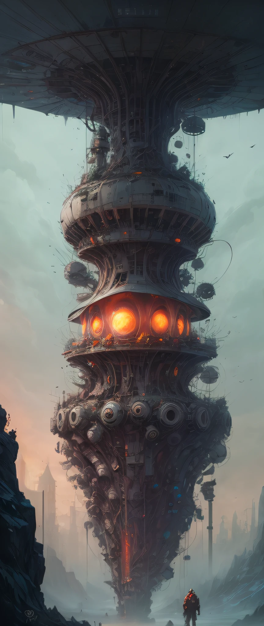 "Insanely Detailed Biomechanical Jellyfish Mother Ships of the Alien Invasion, made of real flesh and blood, by Ismail_Inceoglu, Tom Bagshaw, and Dan Witz. CGSociety Fantasy Art."