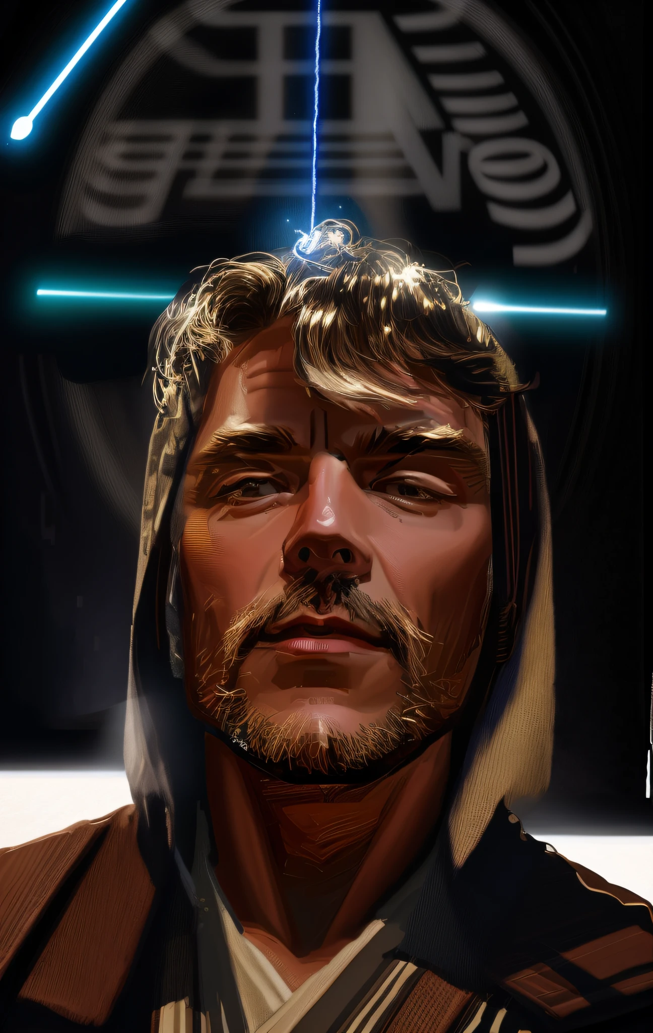 50-year-old Jedi with, luz cinematica, rtx, 4k, super detallado