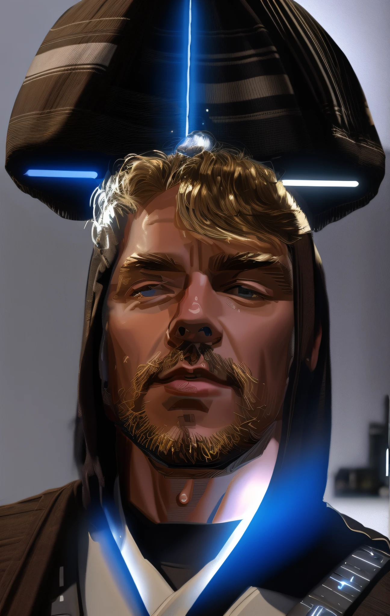 50-year-old Jedi with,  luz cinematica, rtx, 4k, super detallado