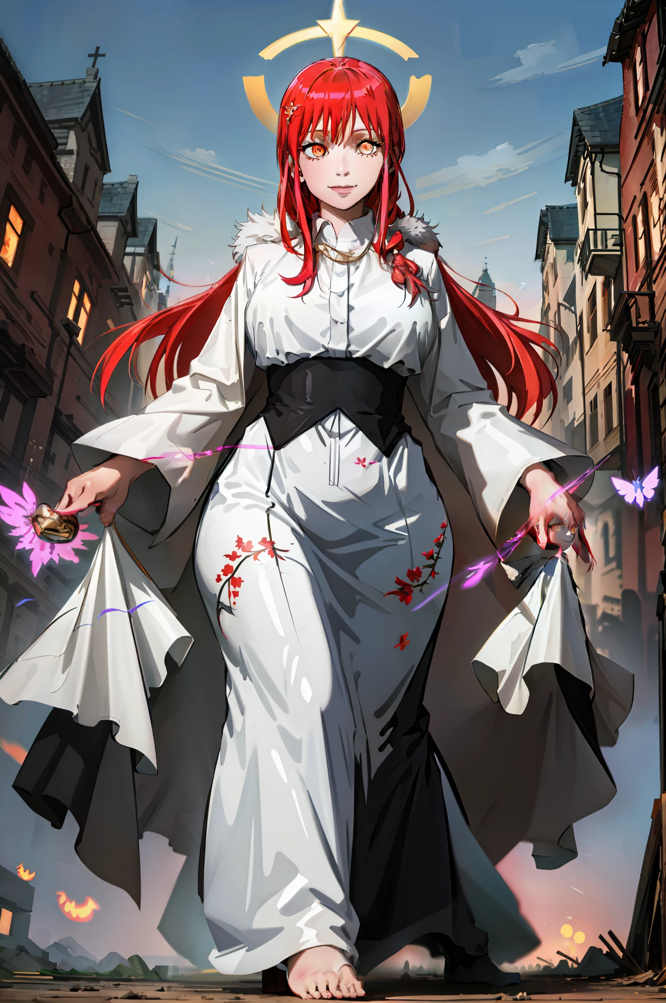 makima,Gothic, huge chest, tall woman, curved, f, long hair, christian, alone, catholic, latin cross,, forest city, plants, walking, smile, smile, ,fur clothes, wizard, medieval, village,tights, portrait, long skirt, long dress, flip-flops, , huge breast, , , 1gir,1character, walking,long skirt, red eyes, walking,female,fantasy goddess,there is a cartoon picture of a woman with a very large breast, glowing angelic being, glowing holy aura, inspired by Luma Rouge, the non-binary deity of spring, ethereal rainbow nimbus, the butterfly goddess of fire, inspired by Marie Angel, glowing aura around her, astral fairy, as the goddess of the sun, “uwu the prismatic person, big breast, happy, beautiful eyes, , full body, walking, long robe, long dre, , nun, priestess ,holy, venus body, curvy, huge breast, forest, long skirt, coat, very long skirt,coat, europe, france, french, pantyhose, walking, pink hair, smile, happy,long skirt , long dres