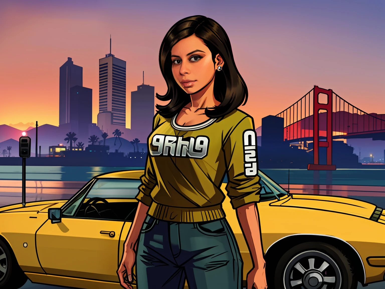 Grand Theft Auto V, morena, cabelo cacheado