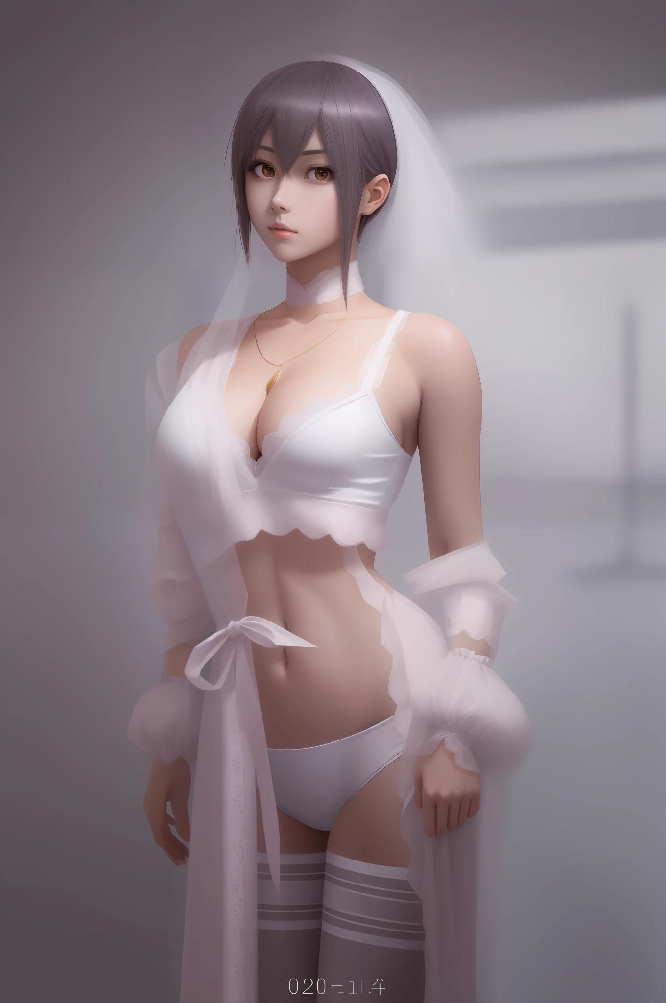 quadratic element，anime big breast，a beauty girl，Short shoulder-length hair