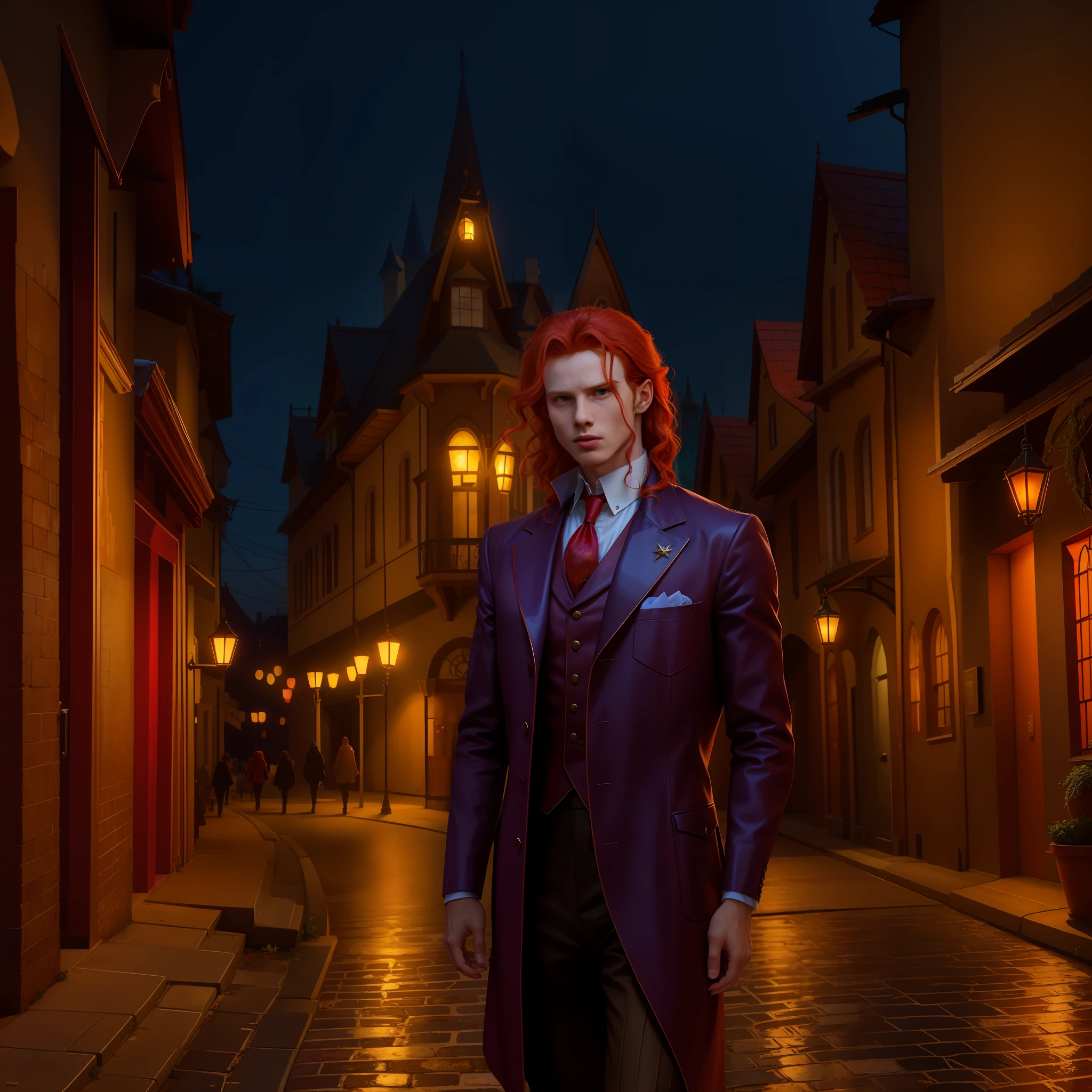 Gorgeous vampire with wavy red ginger hair