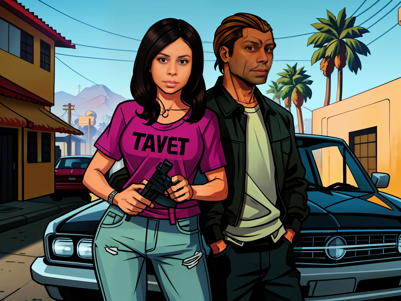 Grand Theft Auto V, morena, cabelo cacheado