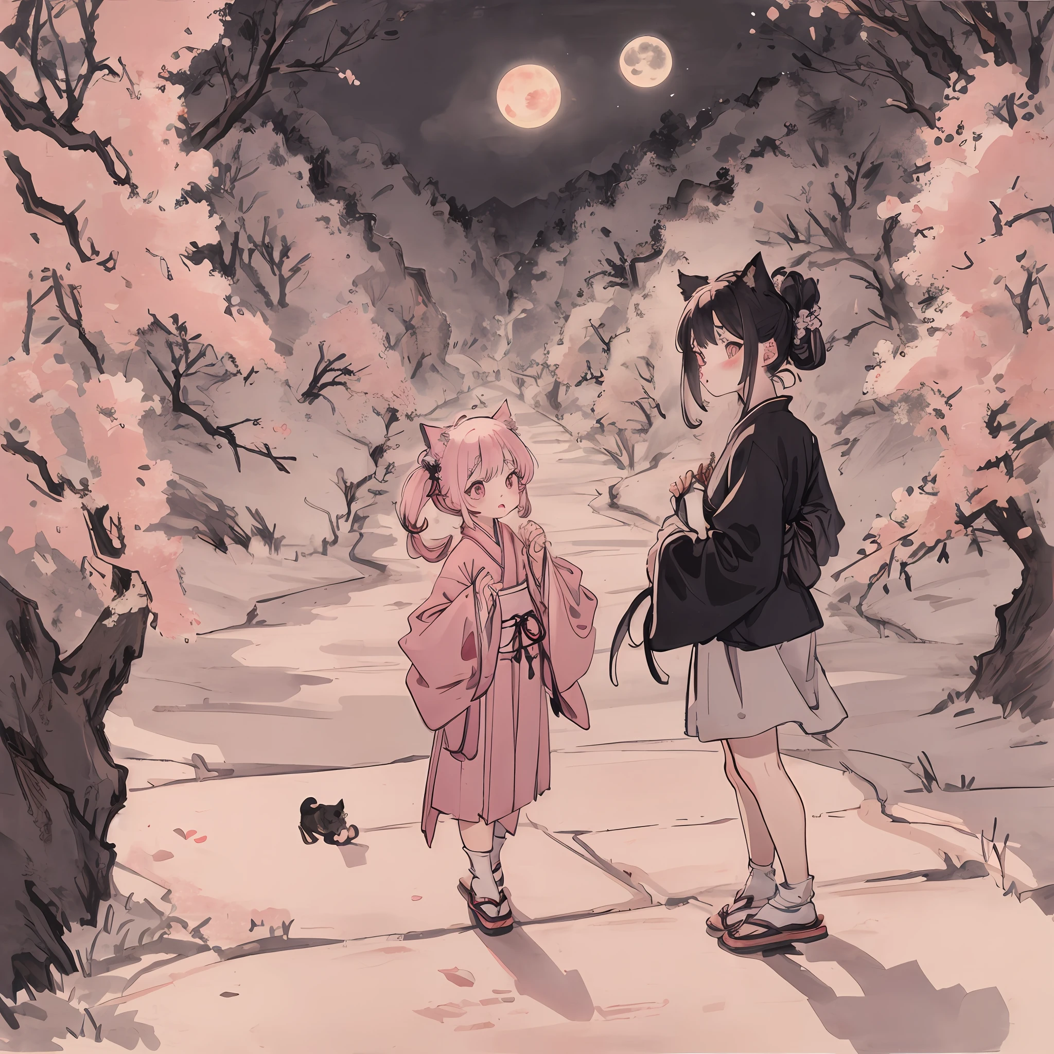 Cat,pinkcolor,Cute,Big eyes,masuter piece,fullmoon,backstreet,校服