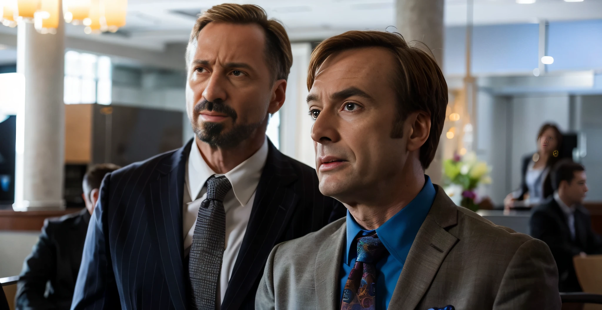 two men in suits standing next to each other in a room, Ainda de Better Call Saul, Melhor chamar Saul, De Better Call Saul, Bob Odenkirk, melhor chamar saul cena 1 0 8 0 p, Saul Goodman, Matt Murdock vs Saul Goodman, Saul Melhor Chamar Saul, Muito muito muito Saul Goodman, Muito Saul Goodman, Muito muito Saul Goodman --auto