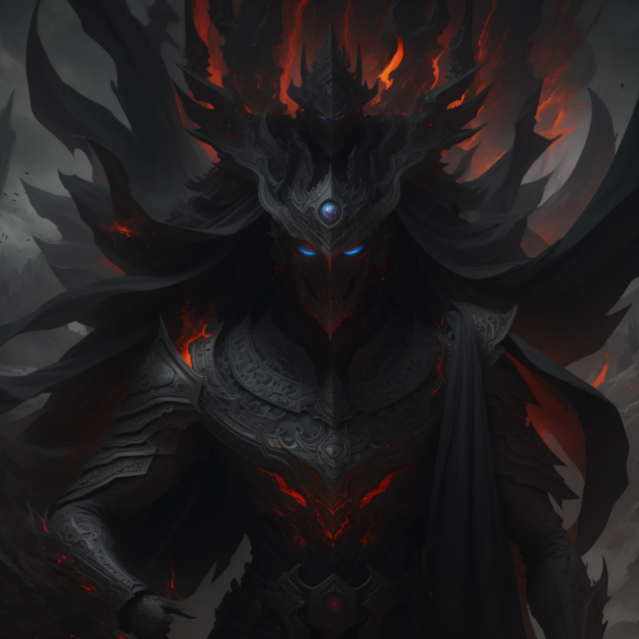 Hades, The Lord of the dark and ruthless kingdom, emerges from the depths of the underworld with a majestic and imposing presence. Your hair is a spectacle of greatness, longos e ondulados, like an ebony waterfall, who seem to absorb the very darkness of the kingdom they rule. Each thread is a veil of shadows, envolvendo seu semblante com uma aura misteriosa. Sua barba, selvagem e exuberante, it's like a sea of intense flames. Ela arde em tons de vermelho e laranja, como o fogo que consome a alma dos mortais. Each flame that dances in her facial hair tells ancient stories and deep secrets of the underworld, emanating a sinister and enigmatic warmth. O olhar de Hades, sobrancelhas densas e penetrantes, radiates dark wisdom and unquestionable authority. Seus olhos, profundos como os abismos mais negros, They reflect the hardships of countless souls who have passed His judgment. Um brilho sutil, como o fogo eterno que arde em seu reino, burning in your irises, Revealing His Divine Nature and Unparalleled Power. Vestido em trajes escuros e imponentes, Hades is a feared and revered figure. An ebony crown adorns his head, representing his dominion over darkness and death. Sua vestimenta, tecida a partir das sombras da noite, wraps around her body with dark elegance, revelando sua nobreza divina e seu papel como governante dos mortos. The presence of Hades is marked by an austere and solemn air. Cada gesto, every word that emanates from his lips, ressoa com a autoridade de um deus supremo. Its bearing is majestic and unchanging, as if he were an unshakable pillar in the heart of the underworld. Hades, com seus cabelos grandes e barba de fogo, personifies the strength and mystery of the realm of the dead. His magnificent and gloomy appearance inspires fear and respect in all those who cross his path. He reigns over the darkness with a cold serenity and impartial justice, reminding everyone that death is an inevitable and necessary part of the cycle of life;;;.