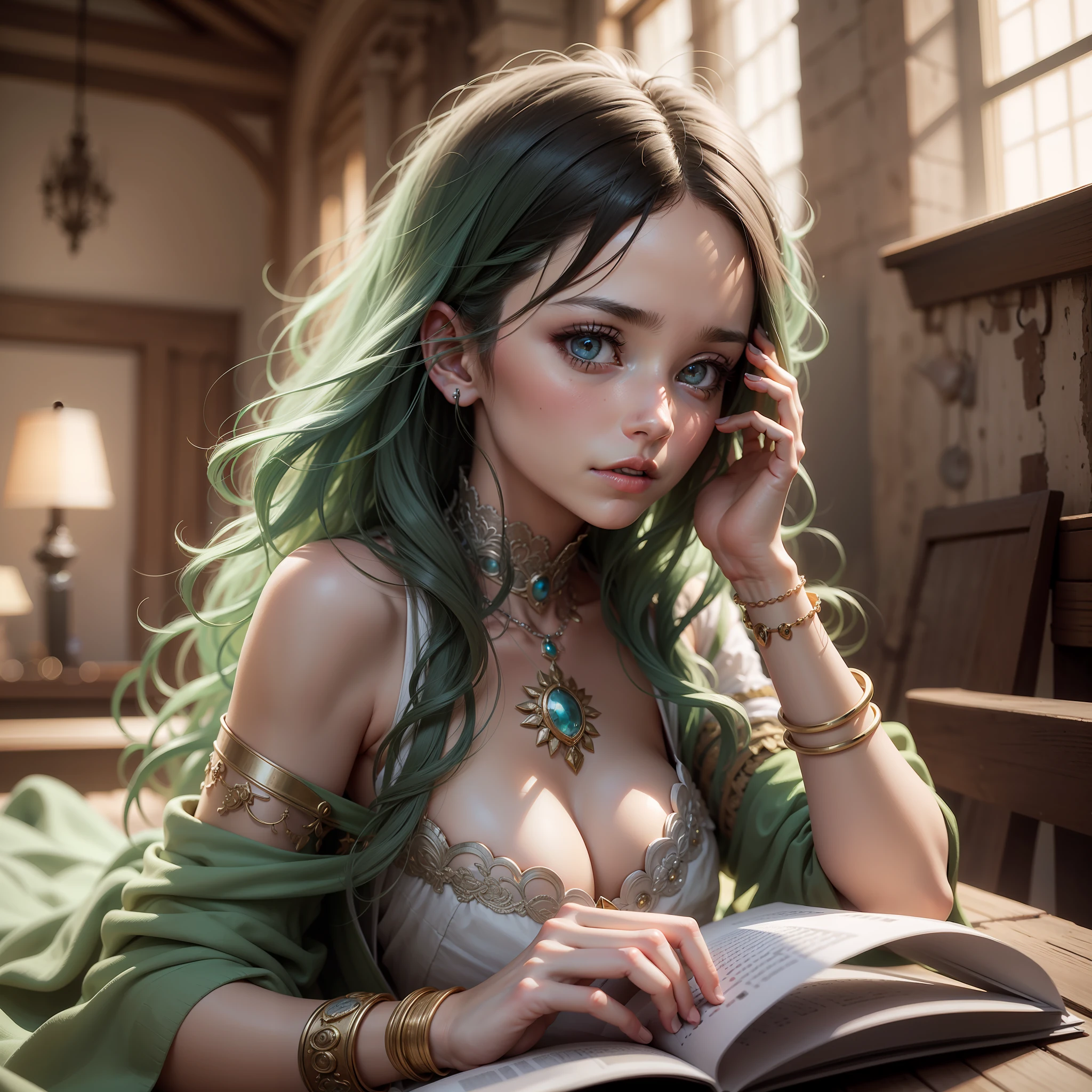 (1girl: 1.3), solamente, __partes del cuerpo__, arte oficial, fondo de pantalla de 8k unidad, ultra detallado, beautiful and aesthetic, hermoso, obra maestra, mejor calidad, .RAW, obra maestra, Super fine photo, mejor calidad, resolution super tall, fotorrealista, luz del sol, retrato de cuerpo completo, unbelievably beautiful, dynamic pose, rostro delicado, ojos vibrantes, (Perfil), traje hechicera totalmente detallado, fondo altamente detallado, Cara detallada, fondo ocupado complejo detallado, desordenado, hermoso, lechoso, piel muy detallada, detalles realistas de la piel, poros visibles, foco nítido, volumetric mist, 8k UHD, digital SLR camera, alta calidad, no film grain, piel clara, fotorrealismo, lomografía, habitacion castillo antiguo, medieval, Solamente_brazo izquierdo_, libro de hechiceria, disparando rayos, Solamente _la cara_, ojos grandes, verdes y azules
