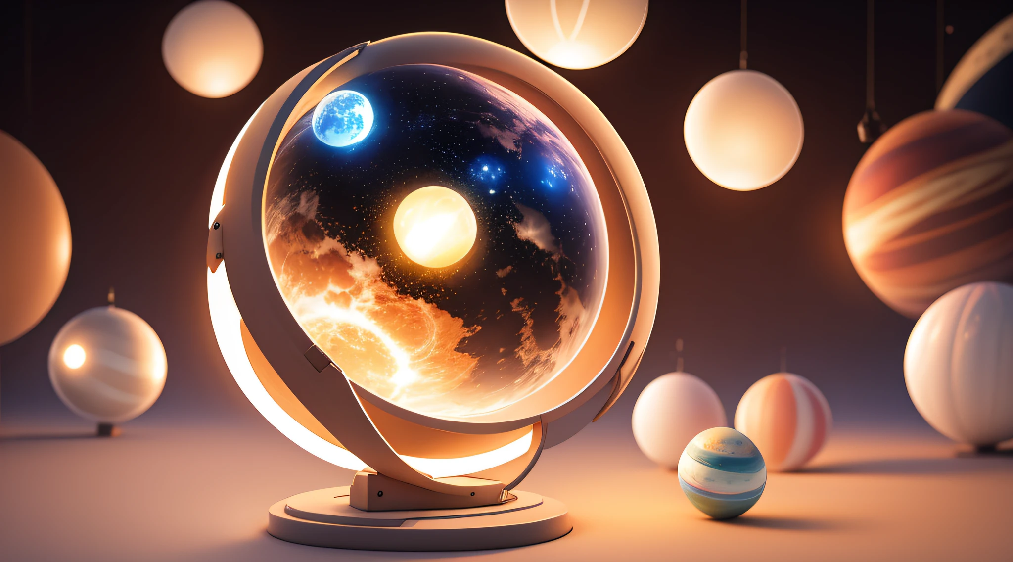 glowing ball with a planet inside