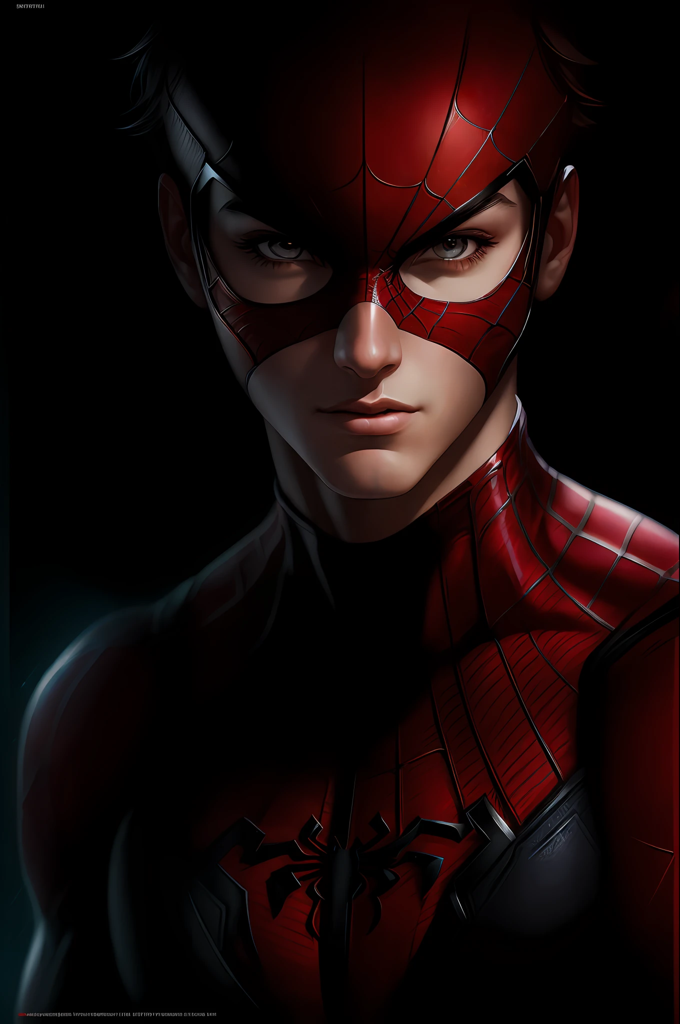 (Award Winning Digital Artwork:1.3) of (Sketch:1.3),(Energetic:1.3) Spidey, EmmaRob,CGSociety,ArtStation,(Saturated:1.3),(close portrait:1.3),(Feminine:1.4),(beautiful:1.4),(attractive:1.3),handsome,calendar pose,perfectly detailed eyes,studio lighting,thematic background