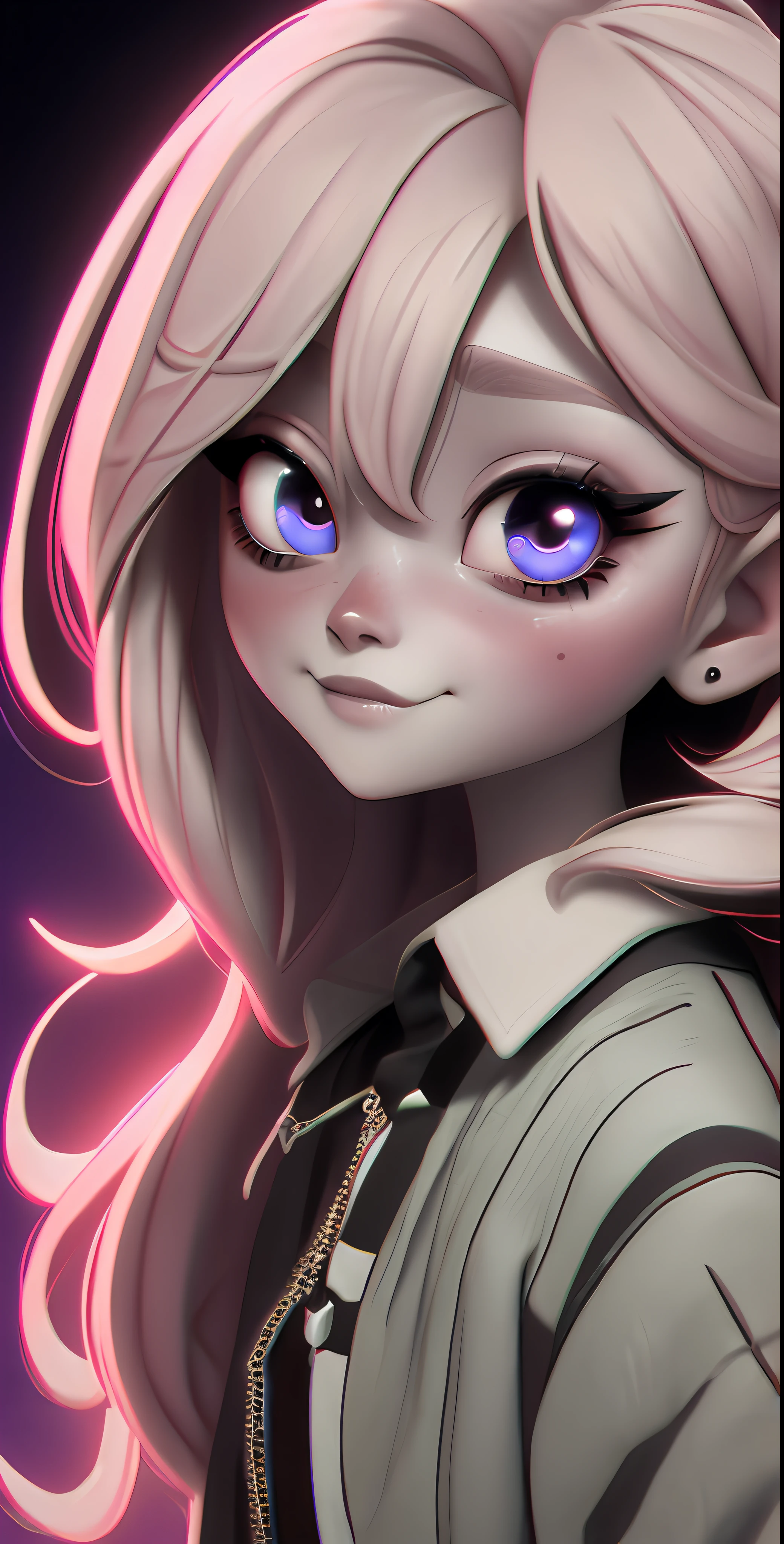 a closeup of a person with a skull face, Ahegao, estilo de arte sinistro e sombrio, estilo de arte sinistro, ( ( ( Synthwave ) ) ), rossdraw desenho animado vibrante, cara Ahegao, Gapmoe Yandere Grimdark, Arte digital de Danganronpa, foto de perfil do discord,  necromante ciborgue santa, com olhos vermelhos brilhantes, baba verde vorde fosforescente, olhos brilhantes