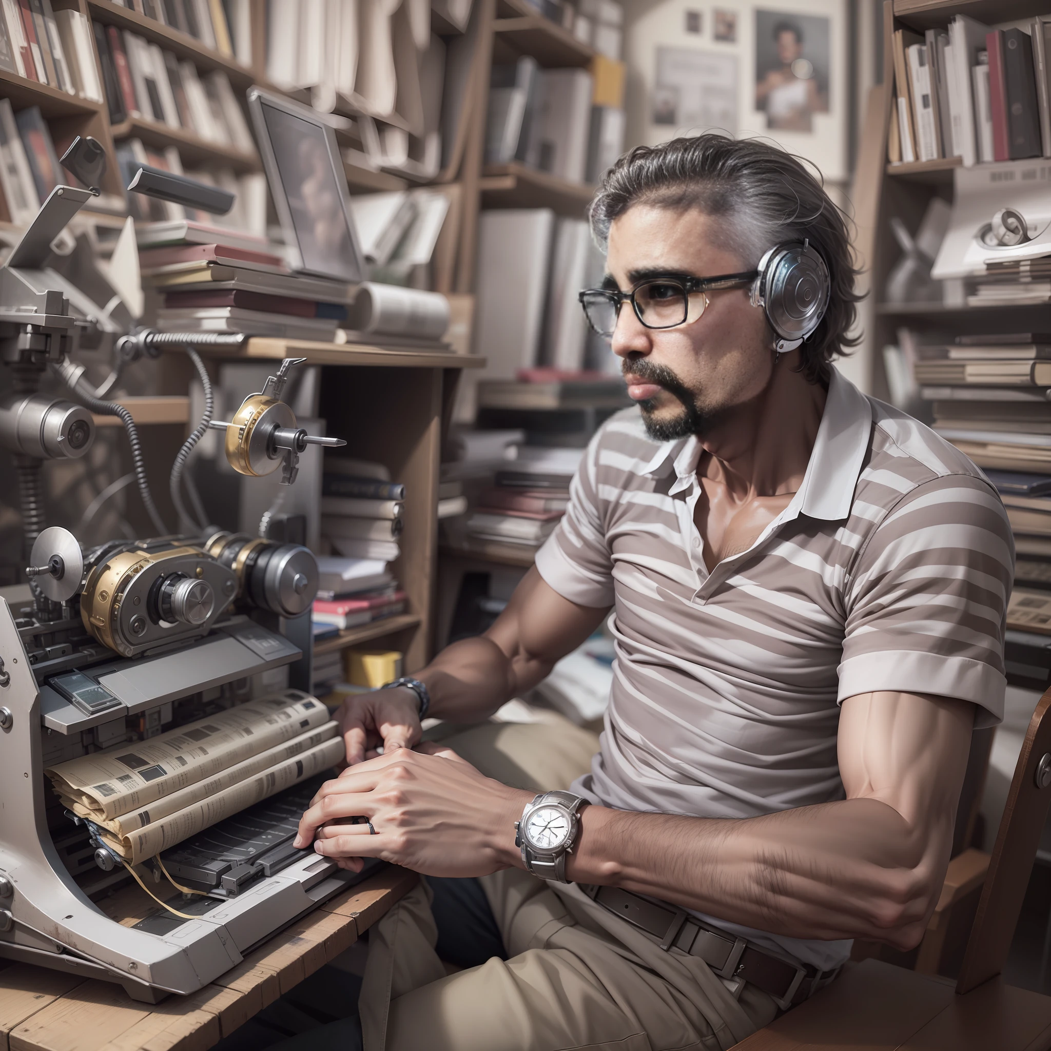 escritor, homem escrevendo, escrivaninha, rio de janeiro, half man half machine