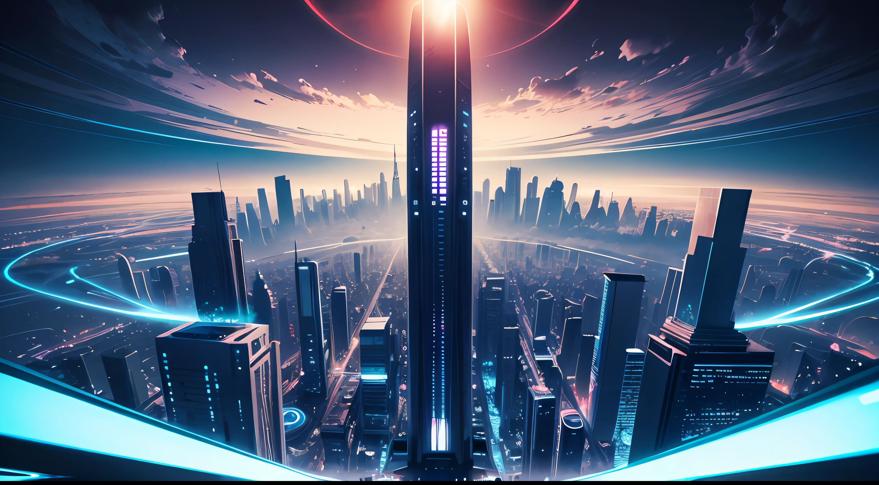 Ciudad futurista trippy