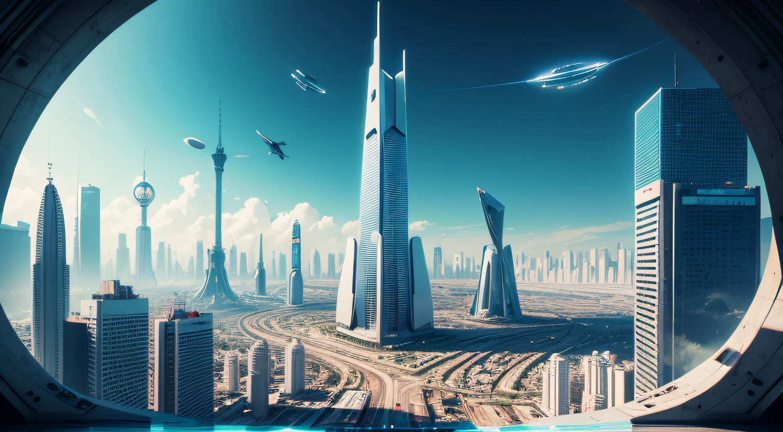 Ciudad futurista trippy