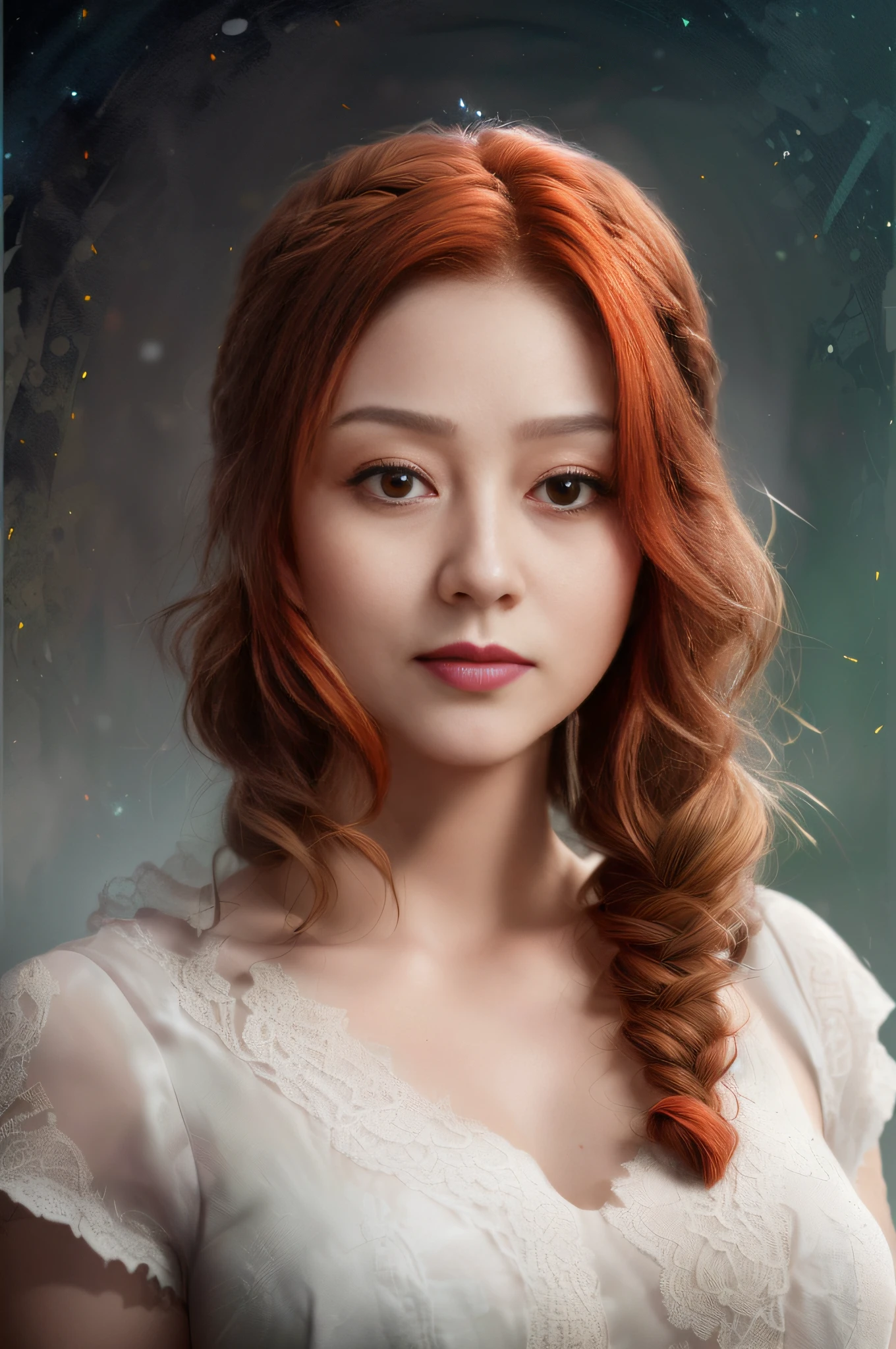 masterpiece, best quality, highest quality, cinematic lighting, (volumetric lighting), extremely detailed CG unity 8k wallpaper, focused, 8k wallpaper, 4k wallpaper, extremely detailed, ultra realistic, photorealistic, sharp focus, absurdres, (HDR:1.2), (high contrast), photograph, detailed and intricate, instagram, portrait, highly detailed, digital painting, artstation, concept art, smooth, sharp focus, illustration, cinematic lighting, Style-Princess, short hair, braided hair, pony tail hair, redhair, ginger, red, body tilt, head tilt, side profile, 3/4 face