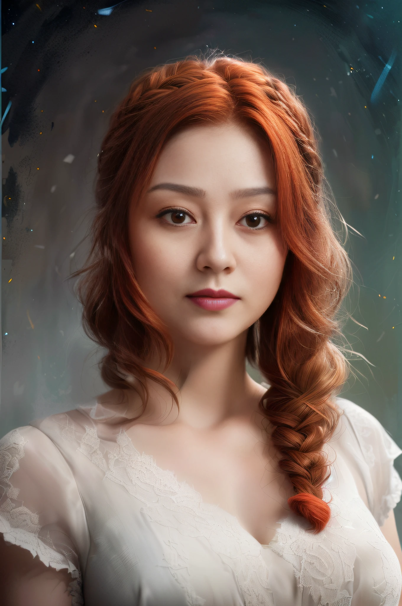 masterpiece, best quality, highest quality, cinematic lighting, (volumetric lighting), extremely detailed CG unity 8k wallpaper, focused, 8k wallpaper, 4k wallpaper, extremely detailed, ultra realistic, photorealistic, sharp focus, absurdres, (HDR:1.2), (high contrast), photograph, detailed and intricate, instagram, portrait, highly detailed, digital painting, artstation, concept art, smooth, sharp focus, illustration, cinematic lighting, Style-Princess, short hair, braided hair, pony tail hair, redhair, ginger, red, body tilt, head tilt, side profile, 3/4 face