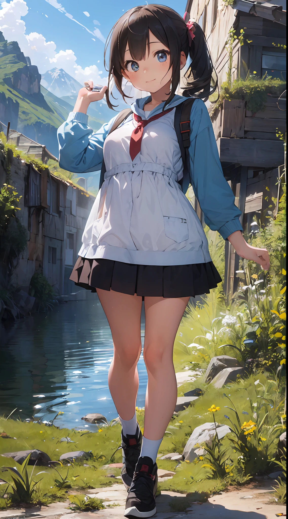((6year old girl:1.5)), Girl in 1, boobs , Petite girl, Complete anatomy, Whole body, child's body, child, Super Cute, garl, Littautiful Girl, beautiful shining body, Bangs,Brown hair,high eyes,(aquamarine eyess), drooping eyes, Petite,tall eyes, beautiful girl with fine details, beautiful and delicate eyes, Detailed face, Beautiful eyes, beautiful shining body, a smile, Happiness,
Whole body angle, alps, Shepherd's daughter, Mountain Girl, plein air, alpine meadow,
Natural light,((Realism: 1.2)), dynamic far view shot,Cinematic lighting, Perfect composition, by sumic.busty petite, ultra hyper-detailed, Official art, Maste Piece, (Best Quality:1.3), glint, the Extremely Detailed CG Unity 8K Wallpapers, Detailed background, Maste Piece, Best Quality, (Maste Piece), (Best Quality:1.4), (ultra-high-resolution:1.2), (hiper realistic:1.4), (Photorealistic:1.2), Best Quality, High quality, A high resolution, Detail enhancement,
