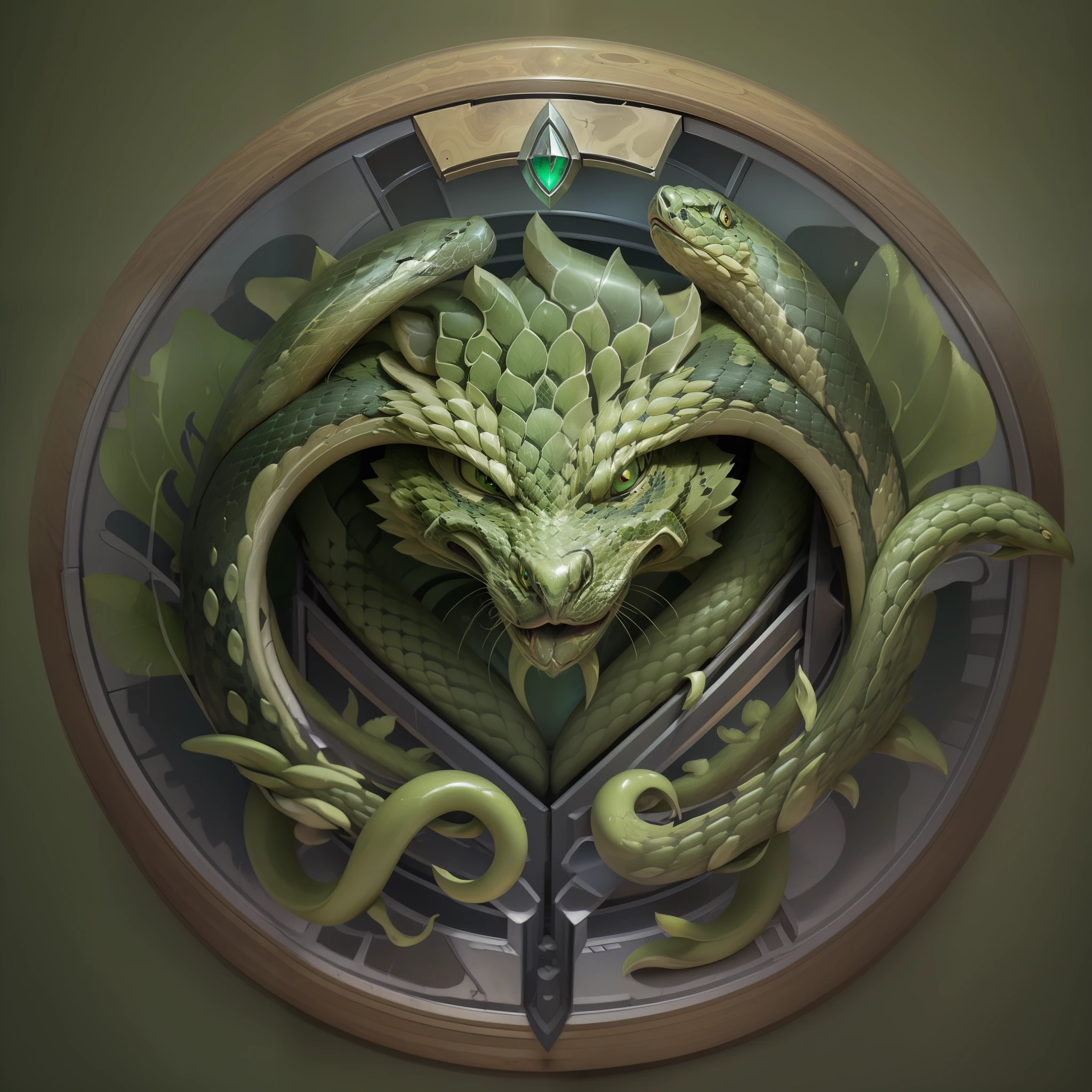 Simple and smooth coat of arms with silver green snake for security company, parte interna lisa