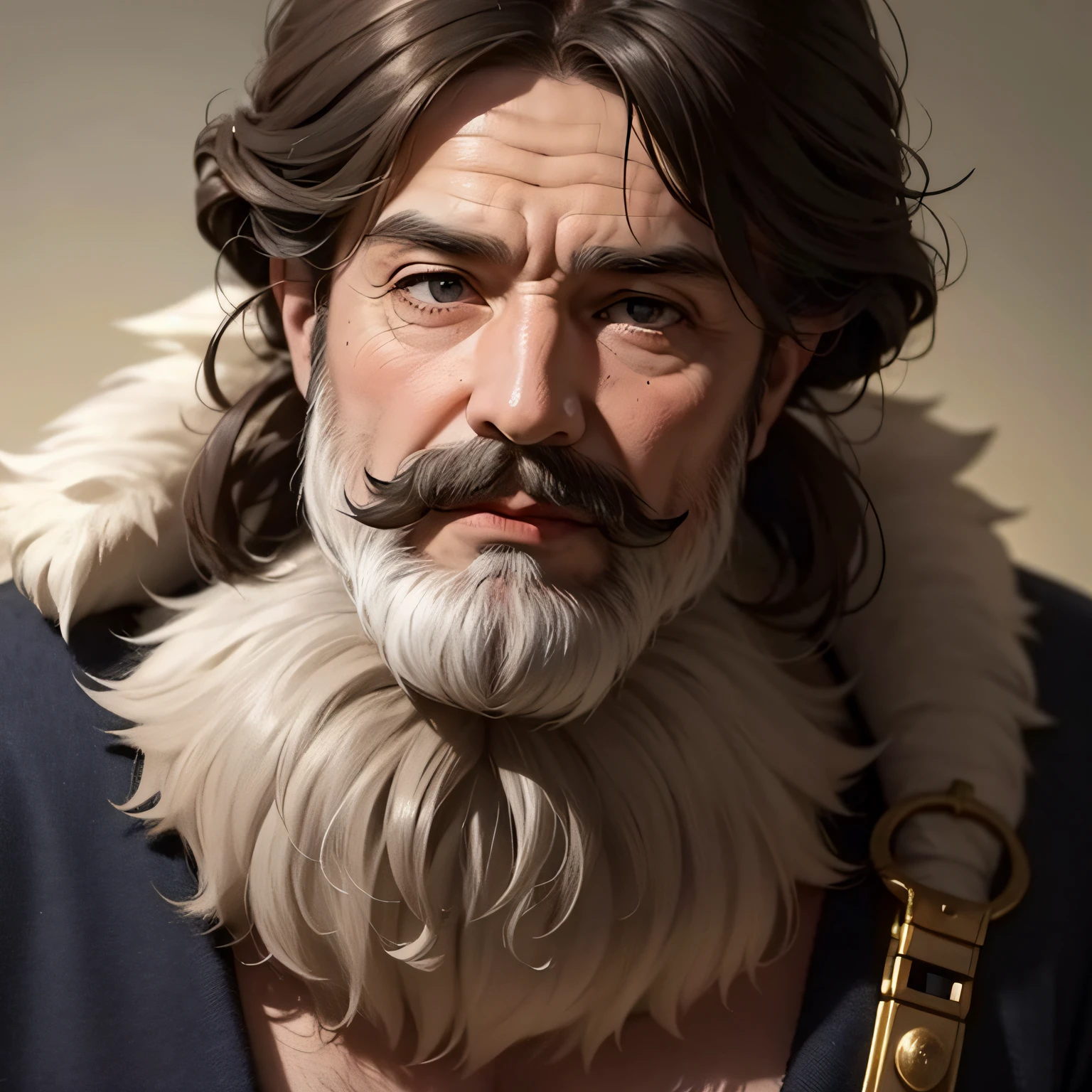 1boy, beard, blurry, blurry_background, blurry_foreground, depth_of_field, facial_hair, male_focus, manly, motion_blur, mustache, old_man, solo, upper_body, fantasy background, portrait, steampunk_bg