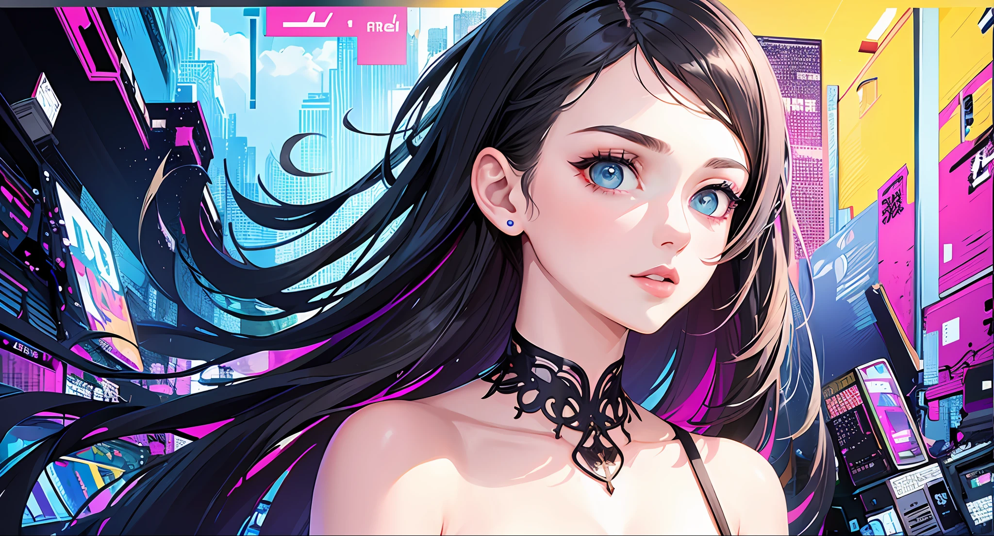 (masterpiece, top quality, best quality, official art, beautiful and aesthetic:1.2), 1girl, glitch art, (digital distortion), pixelated fragments, data corruption,colorful noise, visual chaos,contemporary aesthetics