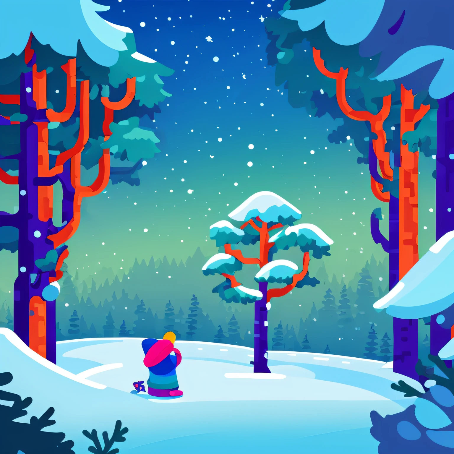 a spruice tree in a winter landscape, tshirt design, rzminjourney, vector-art --auto