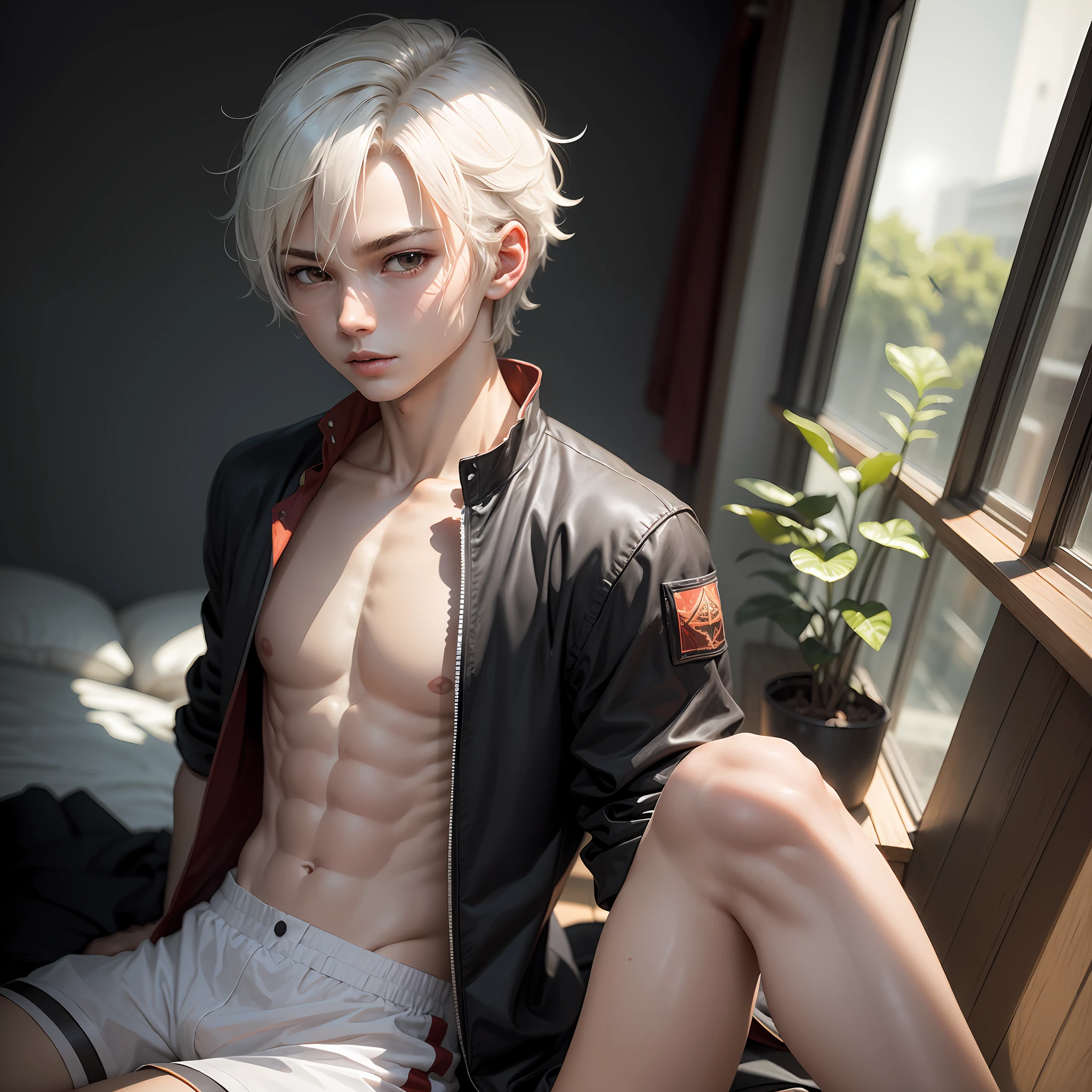 White-colored skin,ultra-delicate,Detailed depiction,Hair details,HD quality,juvenile sense,Anime male protagonist。 --auto