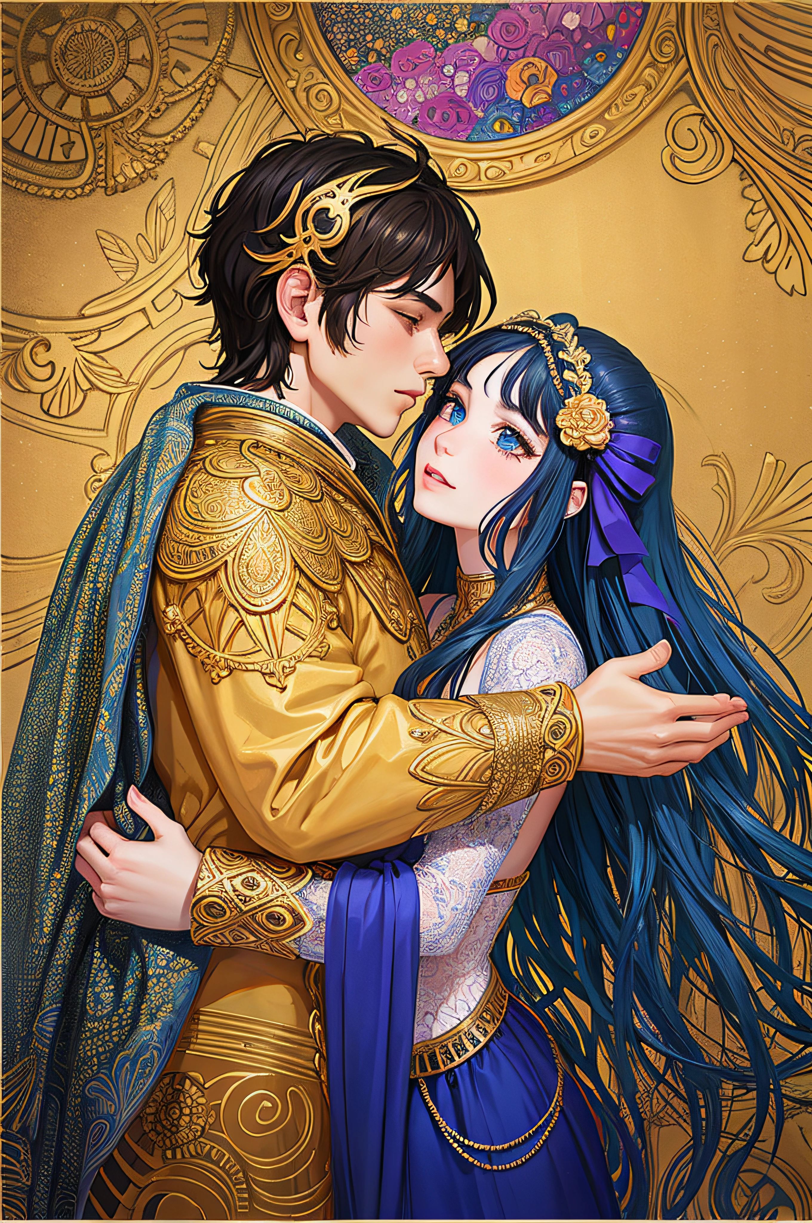 O Beijo, pintura, Gustav Klimt, simbolismo, arte nova, casal, amor, Hug, intimidade, decorative patterns, ouro, oil-painting, tela, Viena, twentieth century, modernismo, sensualidade, ornamentos, detalhes intrincados, harmonia, geometrical forms, face expression, olhar apaixonado, beleza, esthetic, estilo distinto, Symbol of romantic love, human interaction, desejo, EMOTION, Museu Belvedere, Viena, obra-prima, Artistic Appreciation, reconhecimento mundial, inspiration.