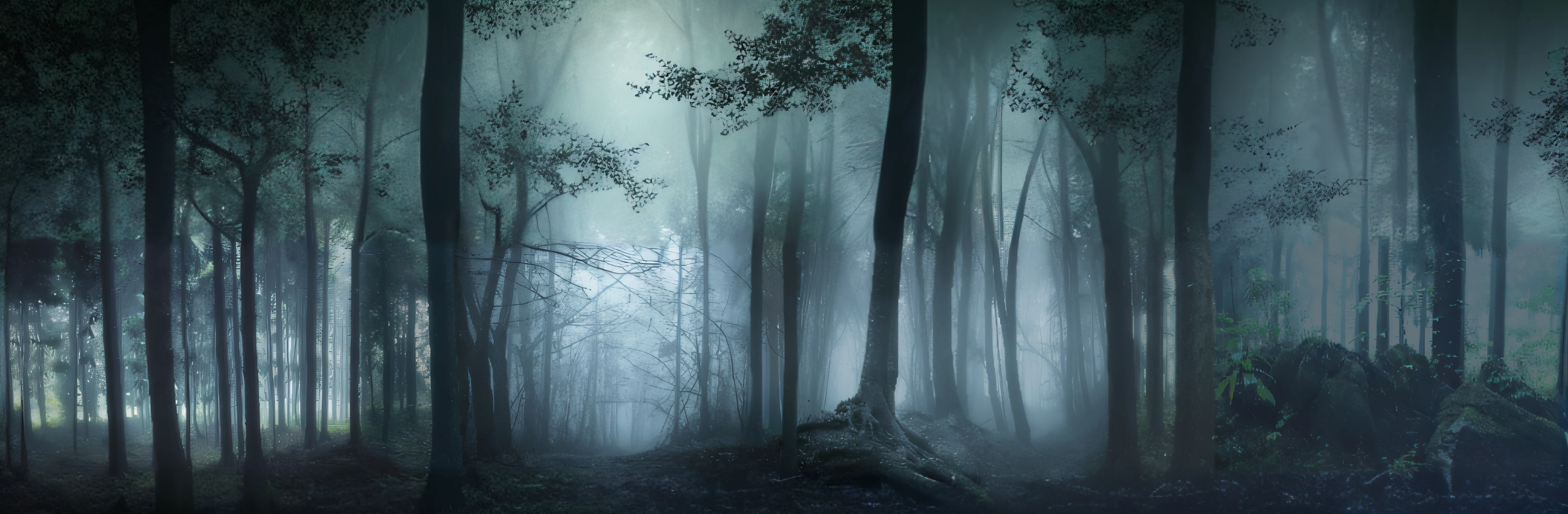 There is a picture of the forest,There is a stump in the middle, mysterious and scary forest, A dark forest shrouded in mist, Spooky forest, ominous and eerie forest, foggy forest at night, scary dark forest, Black fog forest background, creepy forest, spooky ambiance, Dark forest and trees, dark forests surrounding, dark forest looms, Forough Forrest background