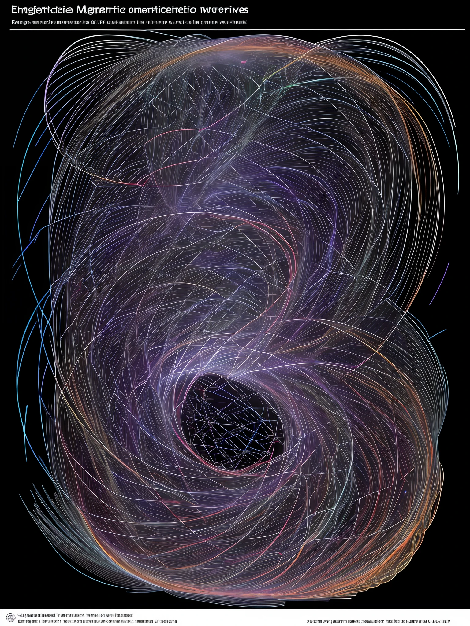 a series of diagrams showing different types of magnetic field, strange magnetic anomaly, magnetic waves, rippling electromagnetic, space warping and twisting, electrons, chaotic swirling ferrofluids, electron flow, quantum superposition, strange attractor, orbital rings, quantum entanglement, wormholes, entering a quantum wormhole, energy vortex, electric swirls