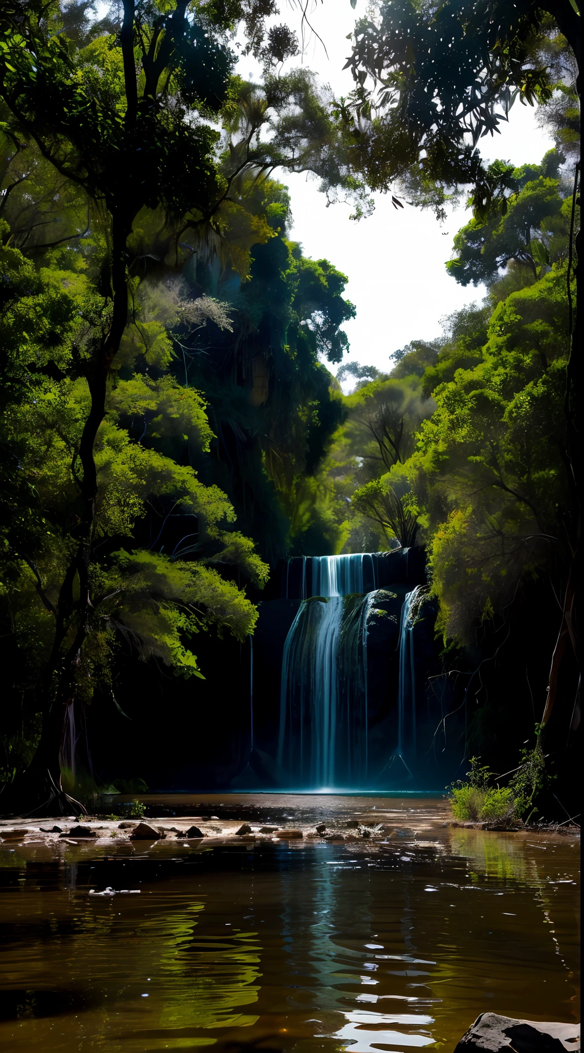 Masterpiece, dslr professional accurate photography, una gran cascada cae hasta  una gran laguna de color turquesa con agua transparente oculta en la jungla tiene en el centro un antiguo edificio prehispanico de los mayas en mexico, piramide maya, lugar sagrado  , templo antiguo en el centro de una laguna oculta en la jungla, abandonado, ambiente de la selva, imagen realista muy clara, colores vivos, colores vibrantes, fotografia documental, ganadora de premios,  hyper detallado, fotografia trending en 500px,