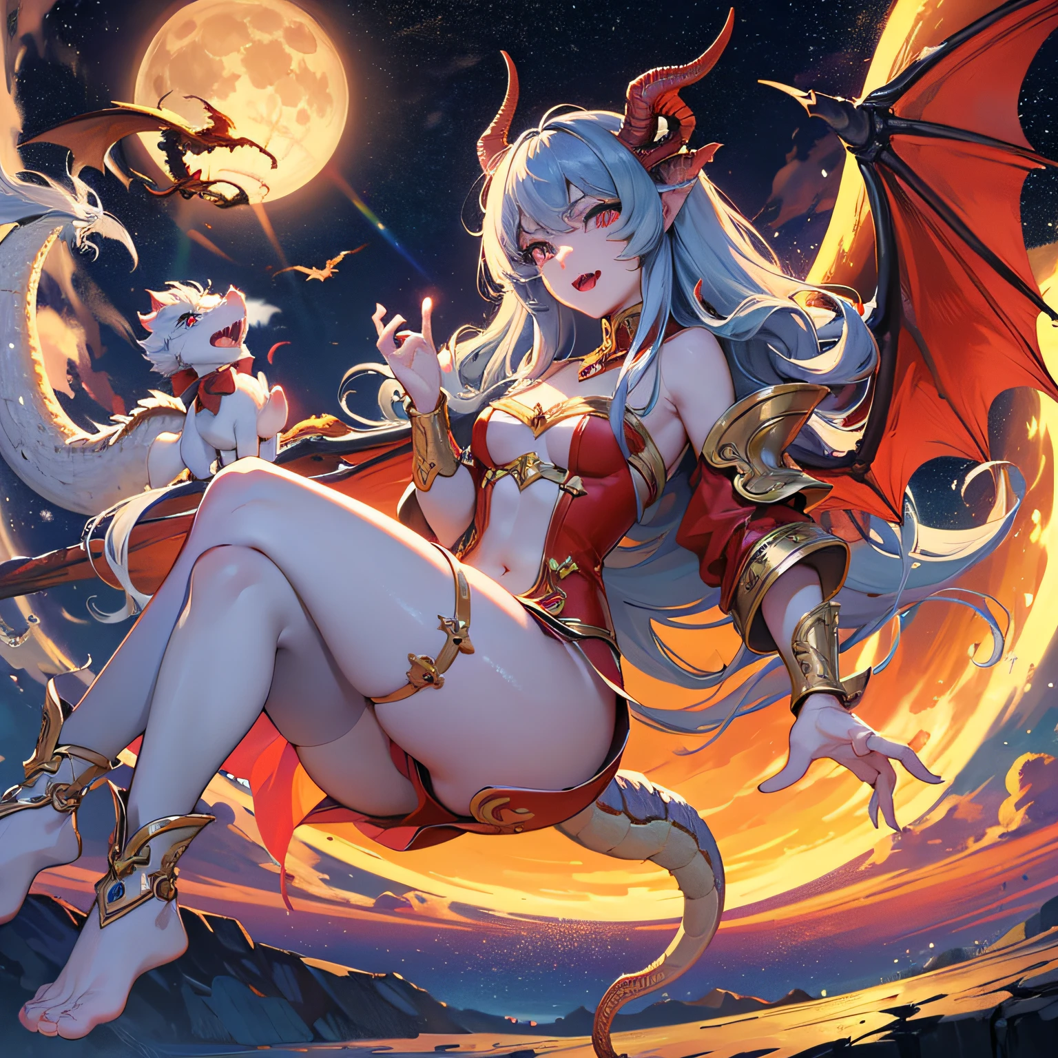 tmasterpiece,without humans,Complicated details,A dragon that devours heaven and earth,a Oriental Dragons,with her mouth open,Sharp fangs,banya,tusk,clawed paws,themoon,Cloud fog,Yamakawa,towns --auto