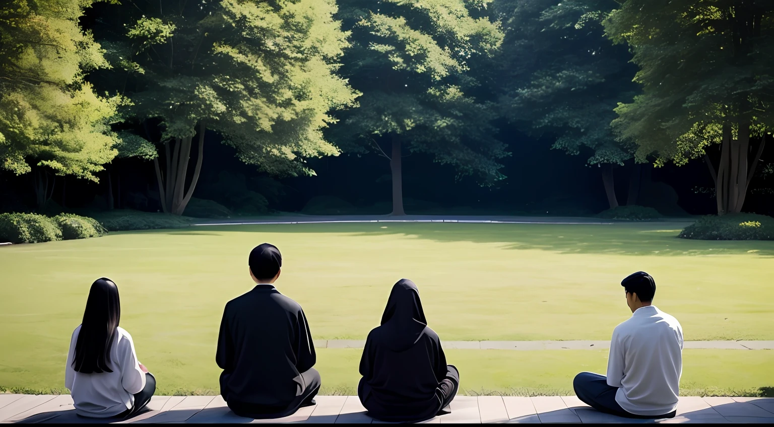 A visually captivating image capturing the stark difference between two groups of people. The majority is shown as constantly stressed and dissatisfied, their faces etched with worry lines and their body language tense. On the other hand, the followers of 'wu wei' emanate a tangible calmness and inner tranquility. The photograph beautifully showcases their harmonious existence, as they exude a sense of peace, both within themselves and with the world around them. This contrast highlights the constant conflict that exists within the rest of society." --auto
