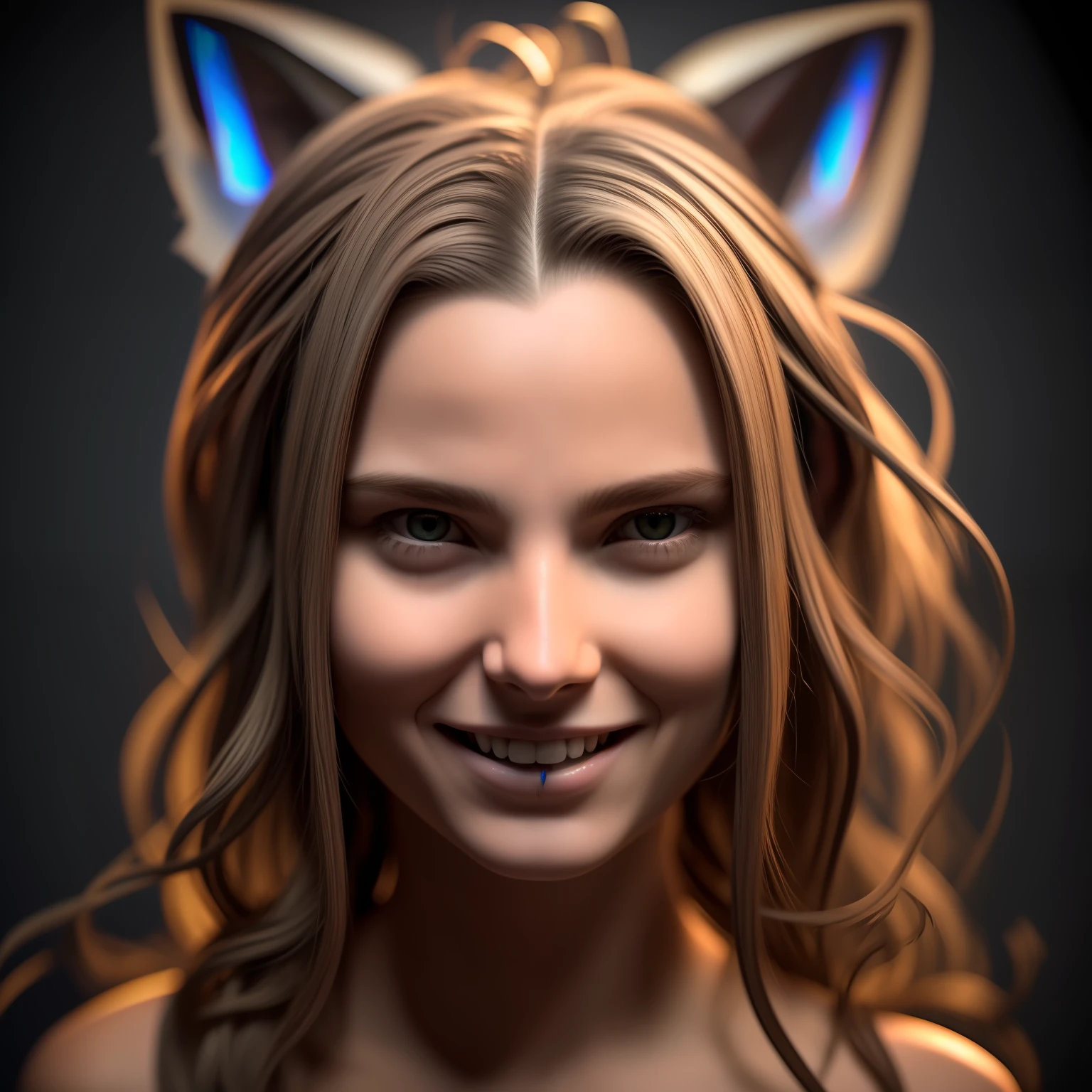 streaked hair, halo, fox ears, clenched teeth, Surrealism, chiaroscuro, first-person view, UHD --auto