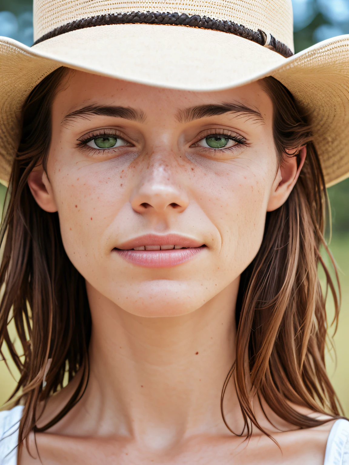 Cowboy shot photo, attractive stunning super model French 35-years-old green eyes girl, detailed (wrinkles, blemishes!, folds!, moles, viens, pores!!, skin imperfections:1.1), (wearing sexy bikini set details:1.1), highly detailed glossy eyes, (looking at the camera), specular lighting, dslr, ultra quality, sharp focus, tack sharp, dof, film grain, centered, Fujifilm XT3, cryst