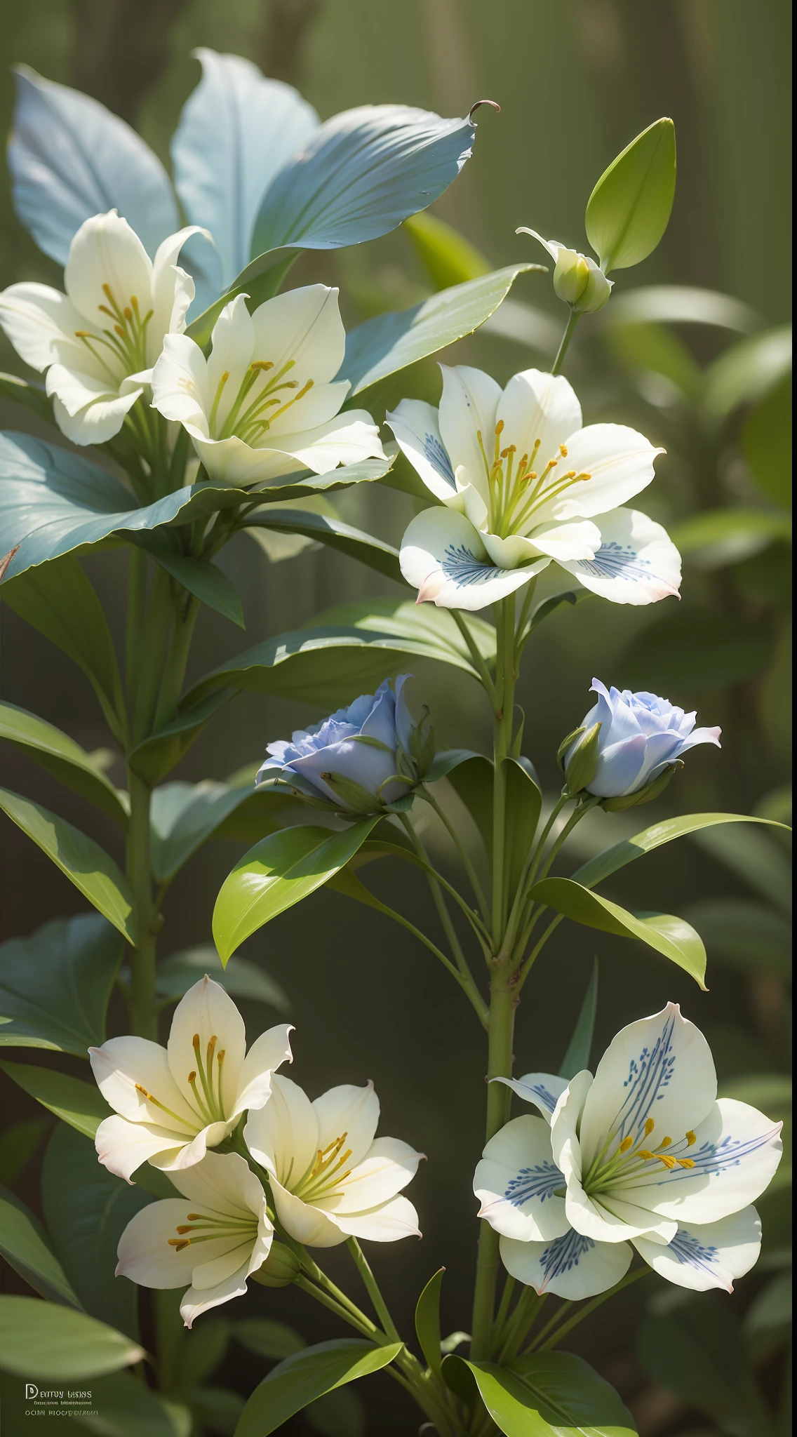 Three lily, three lily in tree,lily ,dark background,high resolution,high quality,blue roses