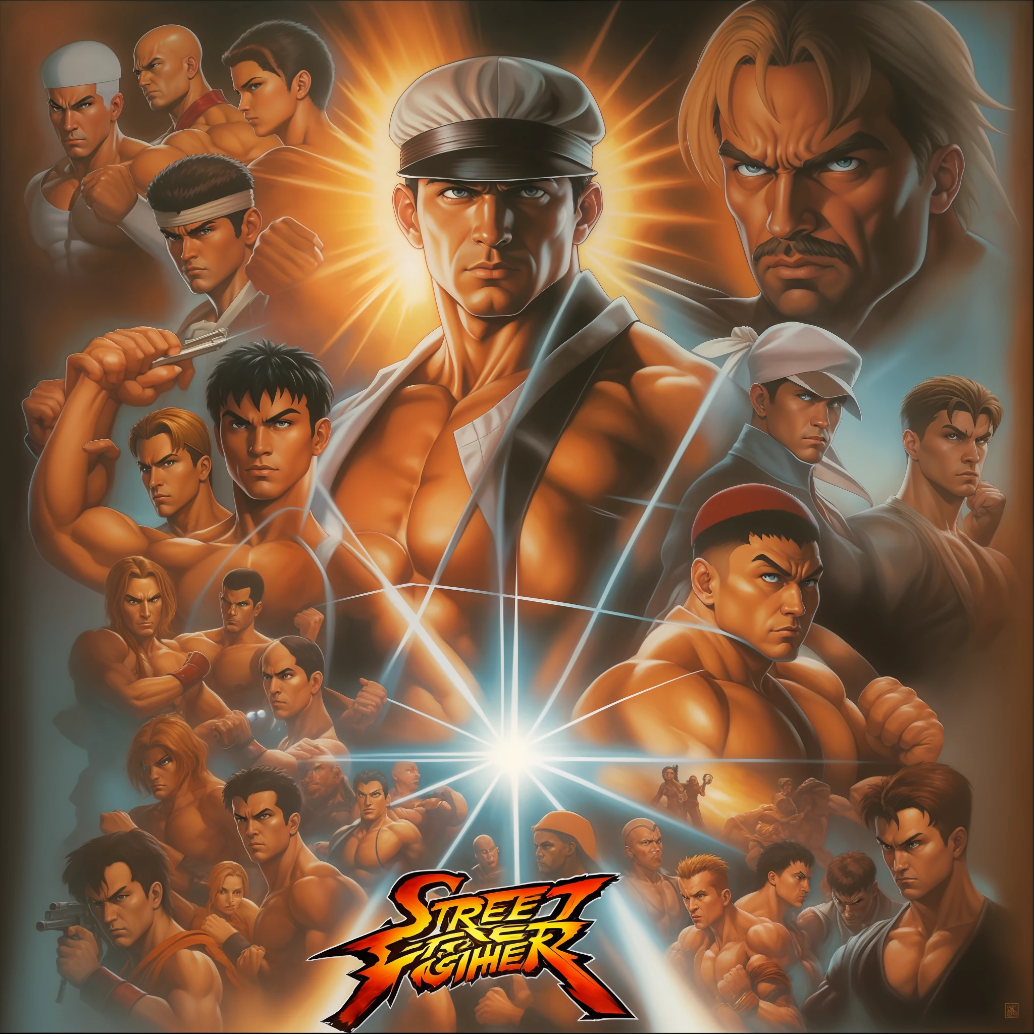 A Street Fighter X poster, Cartaz do filme de Street Fighter, Lutador de rua, arte estilo Drew Struzan, Drew Struzan. epics, Directed by: Drew Struzan, briga de rua, Artwork by Drew Struzan, jogo de luta, Cartaz dos anos 80, Lutador de Rua IV, drew struzan inspiration, Directed by: F Scott Hess, por F. Scott Hess, Directed by: Alex Ross